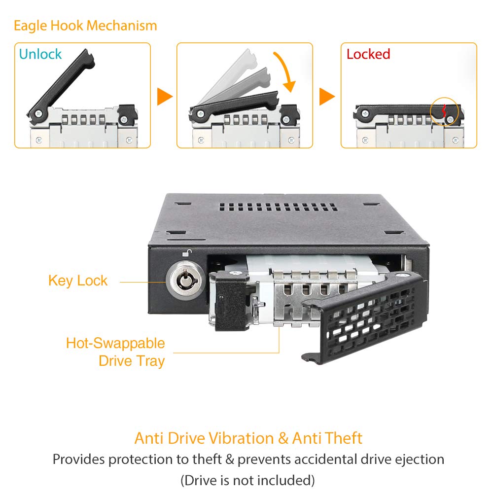 ICY DOCK Rack amovible MB991IK-B 1 disque SATA/SAS 2.5"
