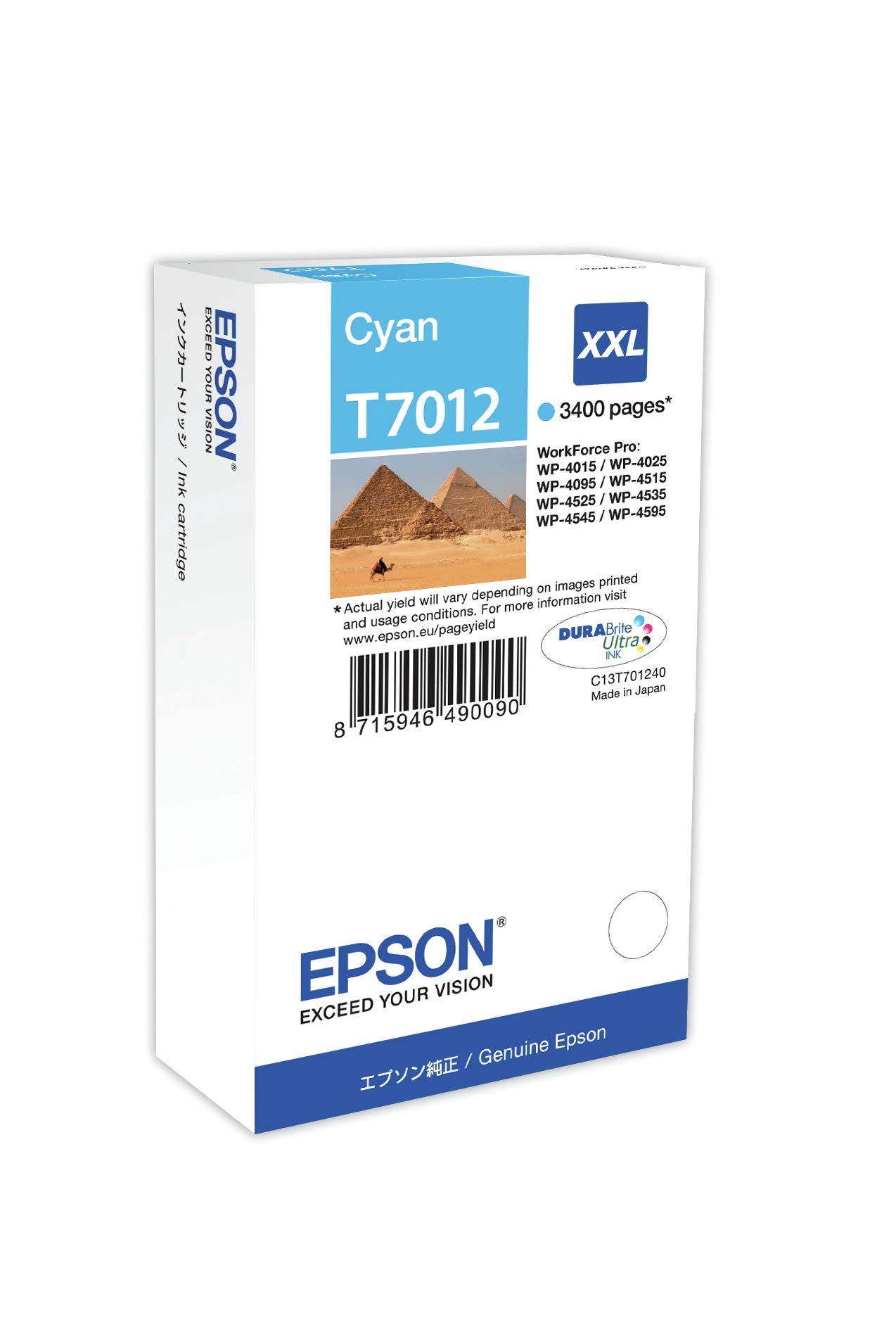 Cartouche EPSON C13T70124010 WP4000/4500 - Cyan