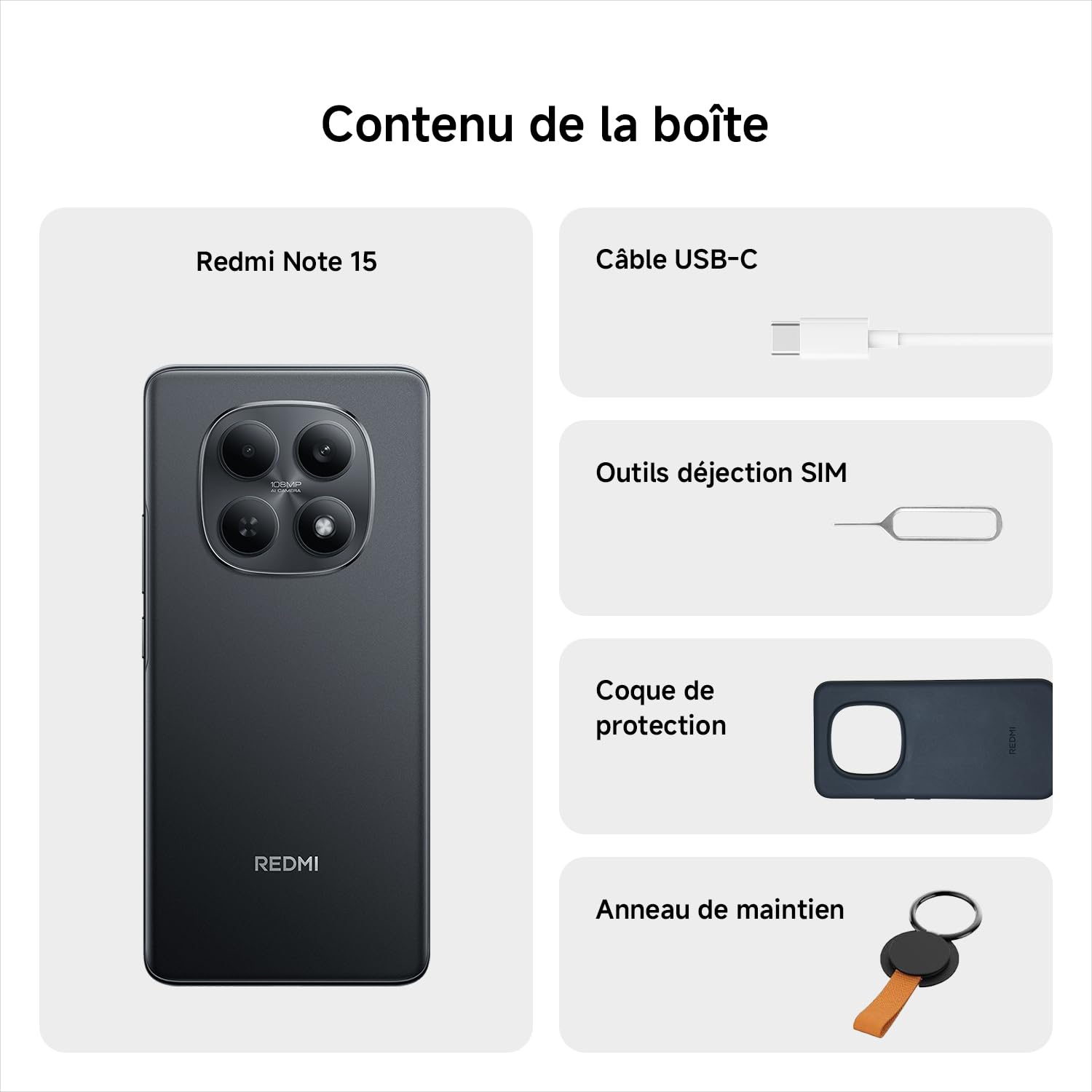Xiaomi Redmi Note 15 4G (6.77'' - 128 Go, 6 Go RAM) Noir