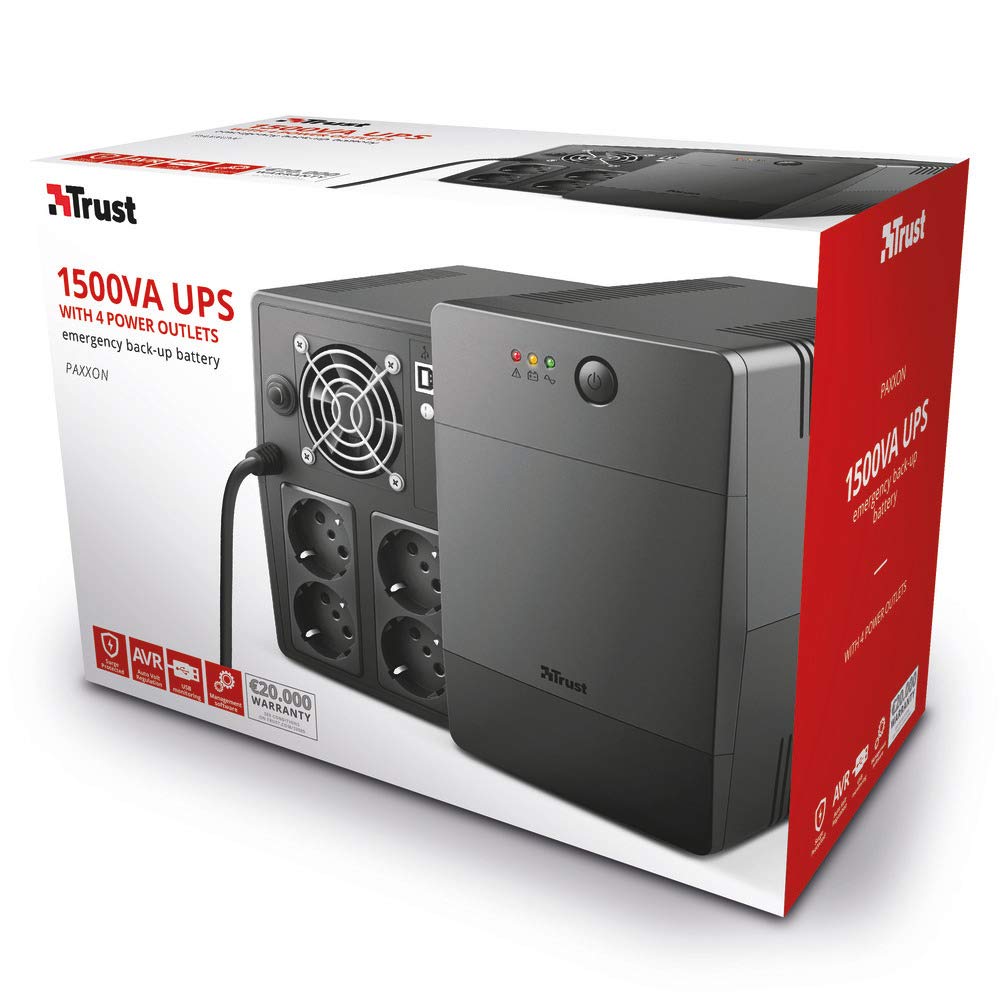 TRUST Onduleur PAXXON 1500 VA avec 4 prises