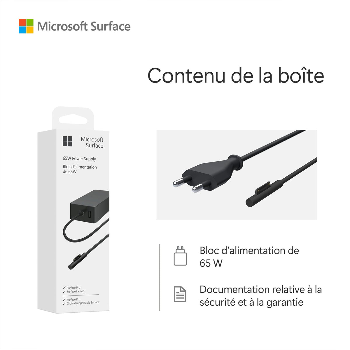 65W Surface PSU SC XZ/NL/FR/DE Black