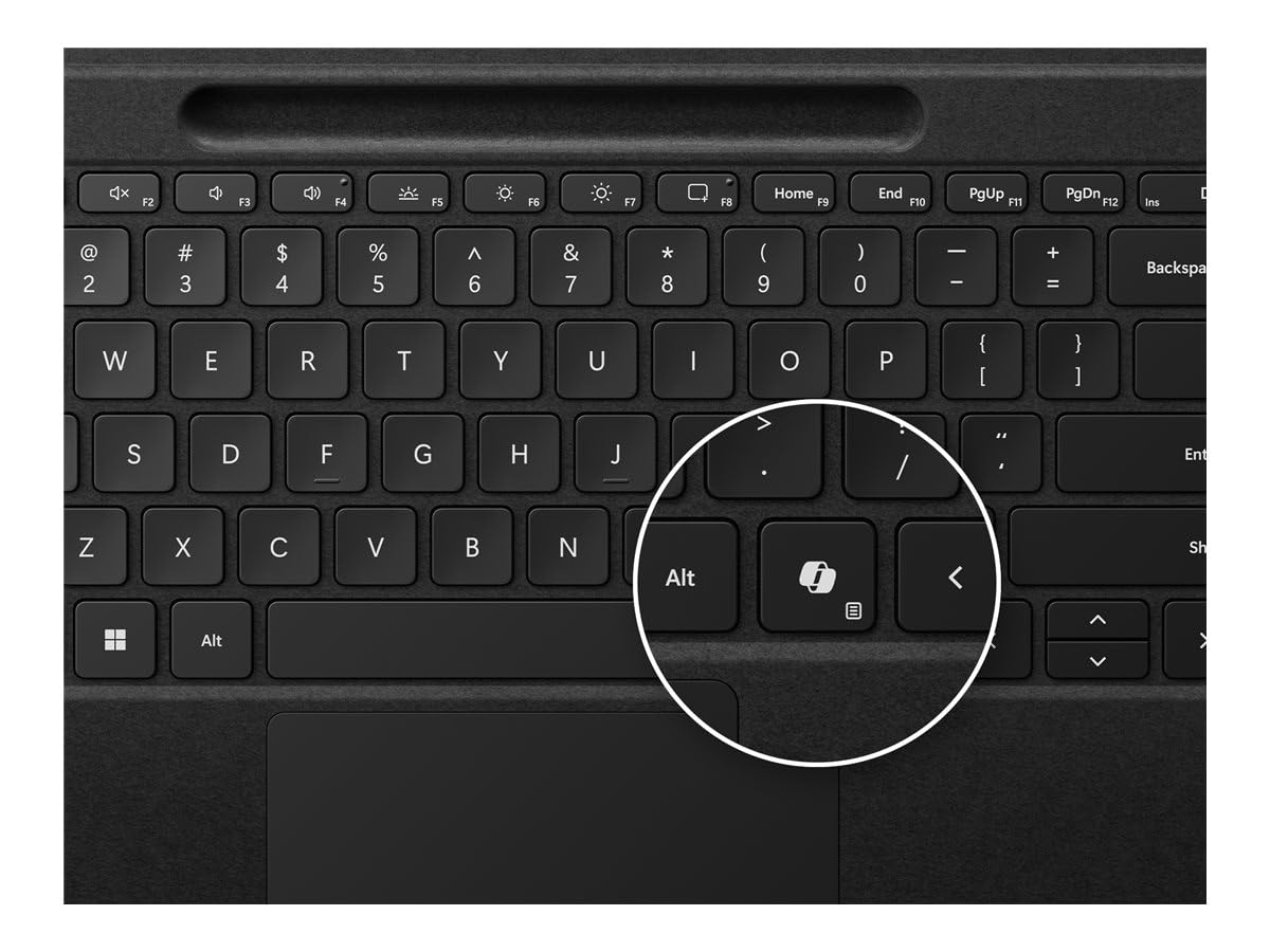 MICROSOFT Surface - Keyboard Flex - Typecover Flex - Trackpad - Encoche Pen - Surface Pro 8/9/10/11/12 Copilot Ready - AZERTY - Noir
