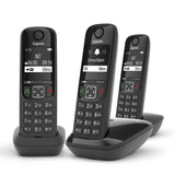 Gigaset AS690 TRIO téléphone DECT noir - base + 3 combinés