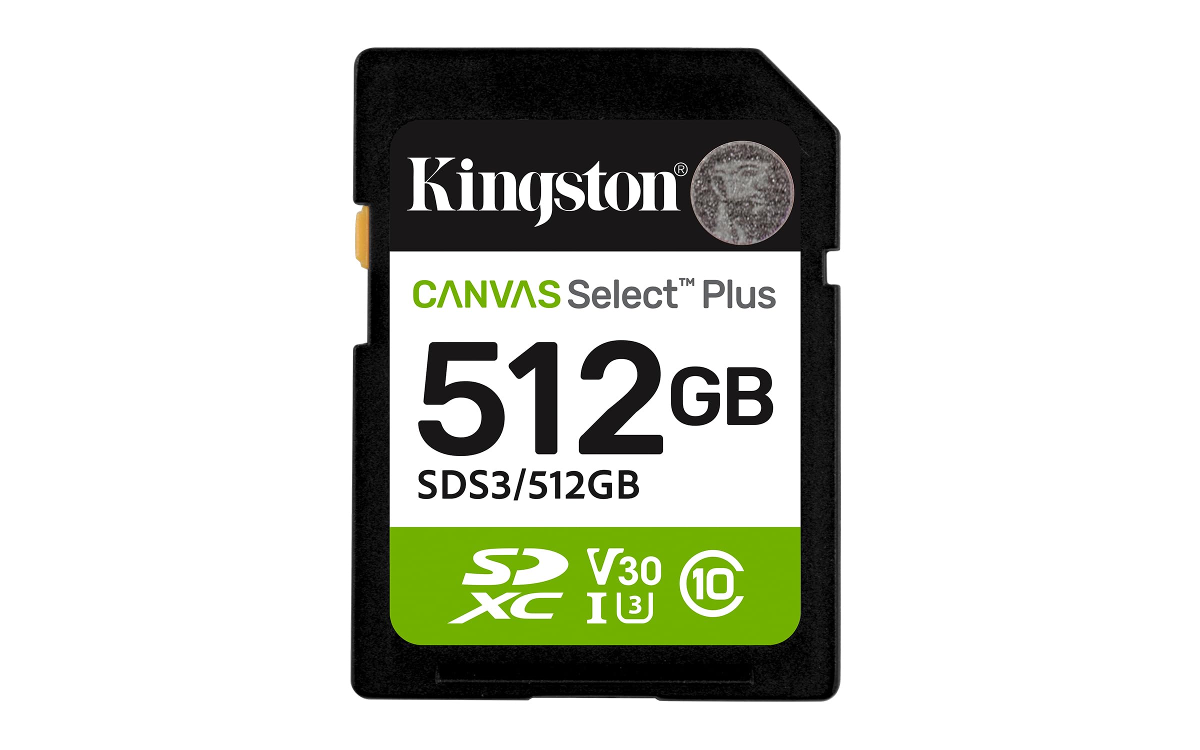 KINGSTON Canvas Select Plus Carte mémoire SDXC 512Go Gen3 150MB/s C10 UHS-I U3 V30