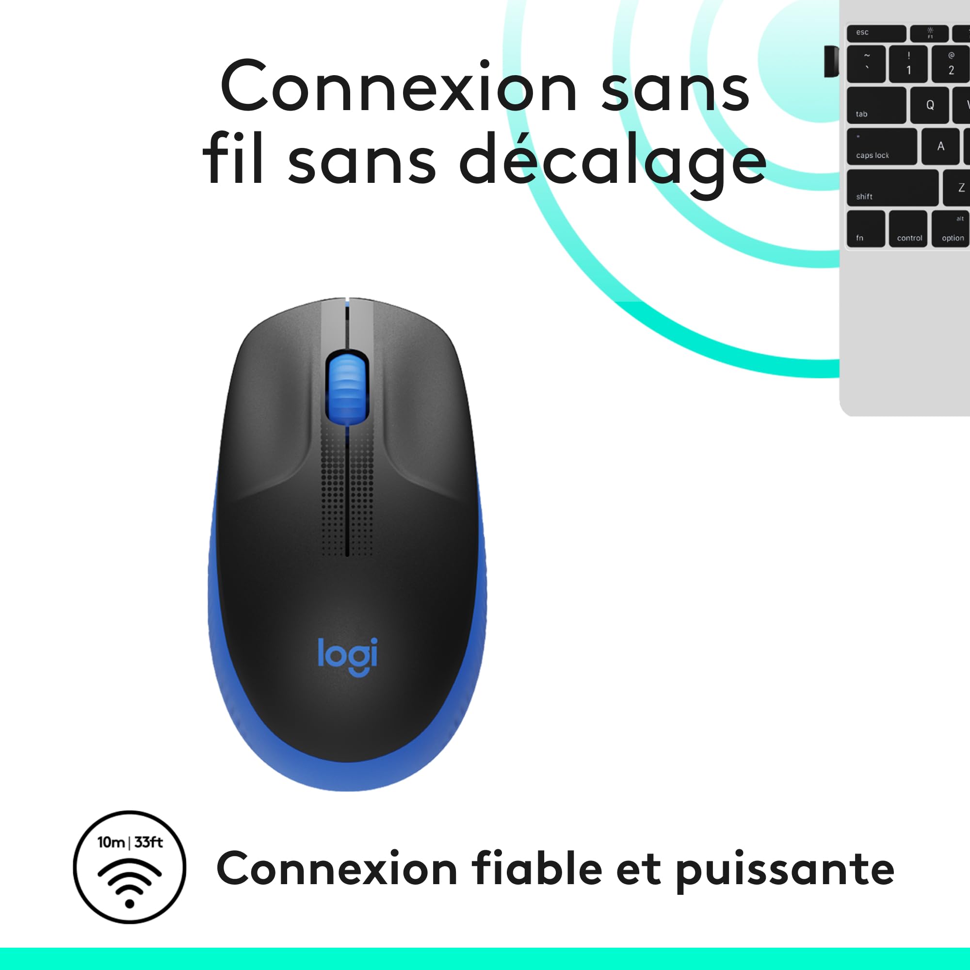 LOGITECH M190 Mouse optical 3 buttons wireless USB wireless receiver blue
