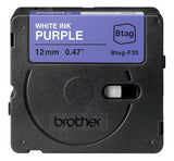 BROTHER 12MM White on Purple BTAGF35 Ribbon