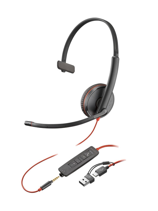 POLY Blackwire C3215 casque USB-C/A+Jack -1 écouteur