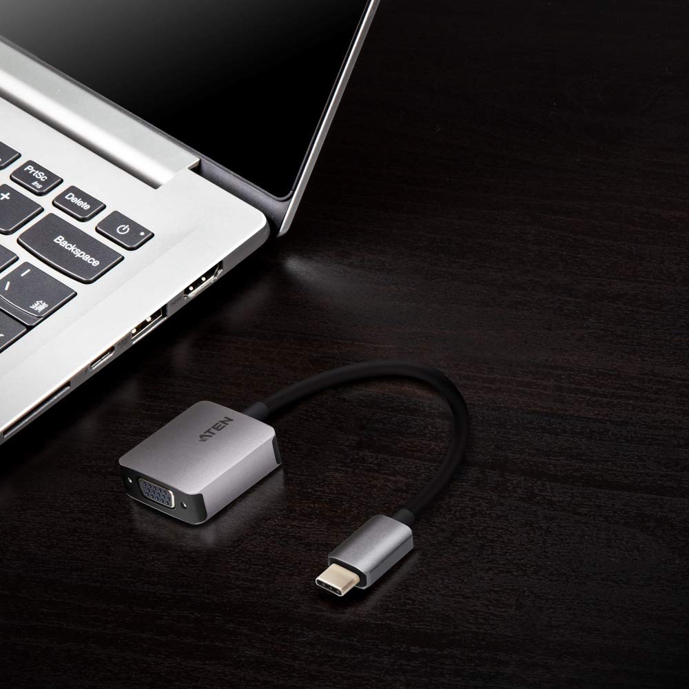 ATEN UC3002A-AT câble vidéo et adaptateur USB Type-C VGA (D-Sub) Noir, Argent