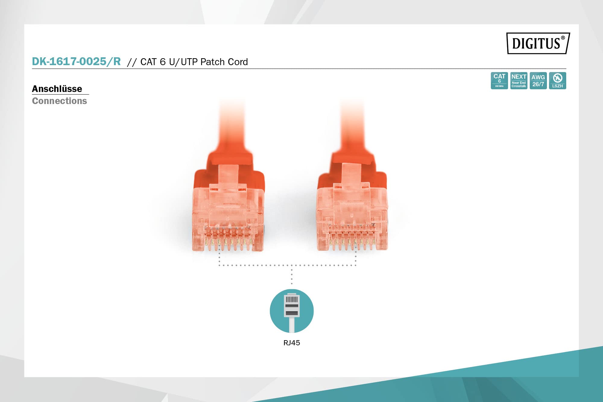 Digitus DK-1617-0025/R câble de réseau Rouge 0,25 m Cat6 U/UTP (UTP)