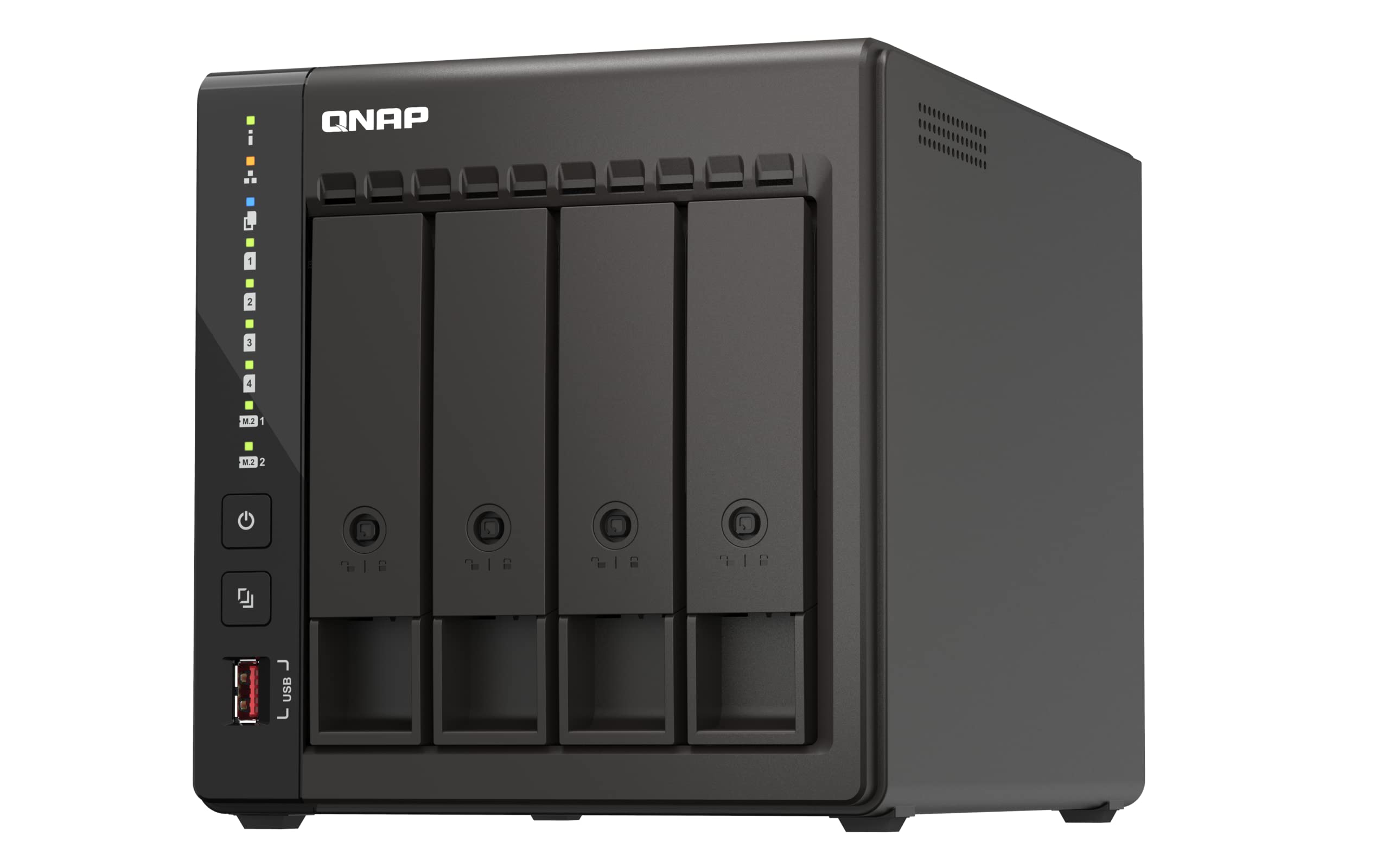 QNAP TS-453E-8G 4-bay desktop NAS Intel Celeron J6412 4C 2.0GHz burst 2.6GHz onboard 8Go RAM 2xHDMI 1.4b 2xM.2 2280 PCIe slots