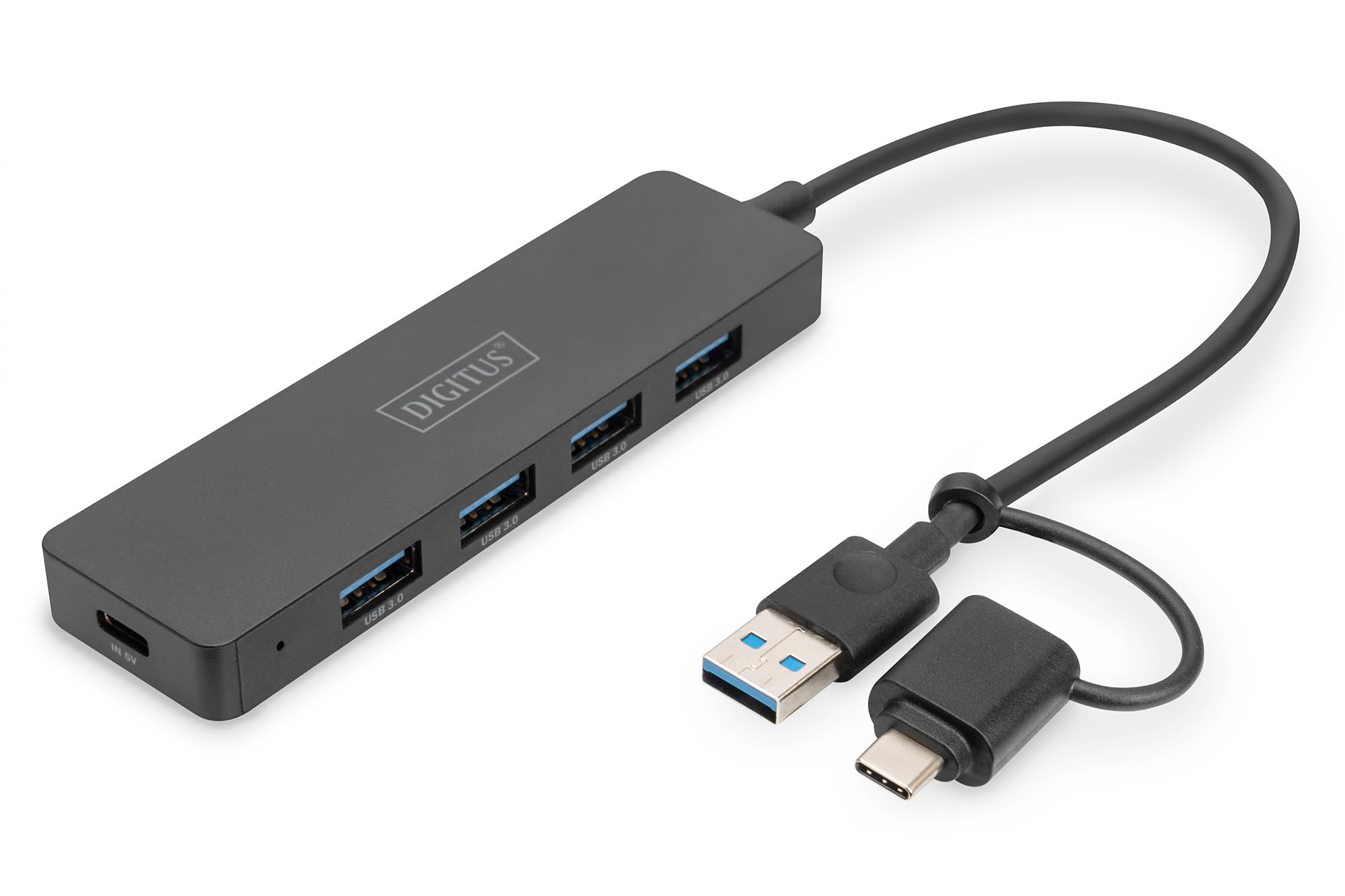 Digitus DA-70235 hub & concentrateur USB 3.2 Gen 1 (3.1 Gen 1) Type-A + Type-C 12000 Mbit/s Noir
