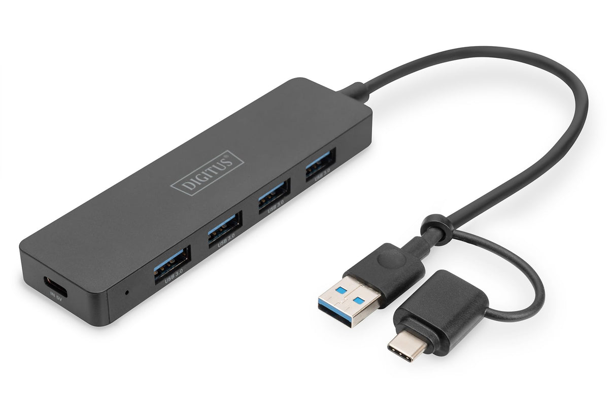 Digitus DA-70235 hub & concentrateur USB 3.2 Gen 1 (3.1 Gen 1) Type-A + Type-C 12000 Mbit/s Noir