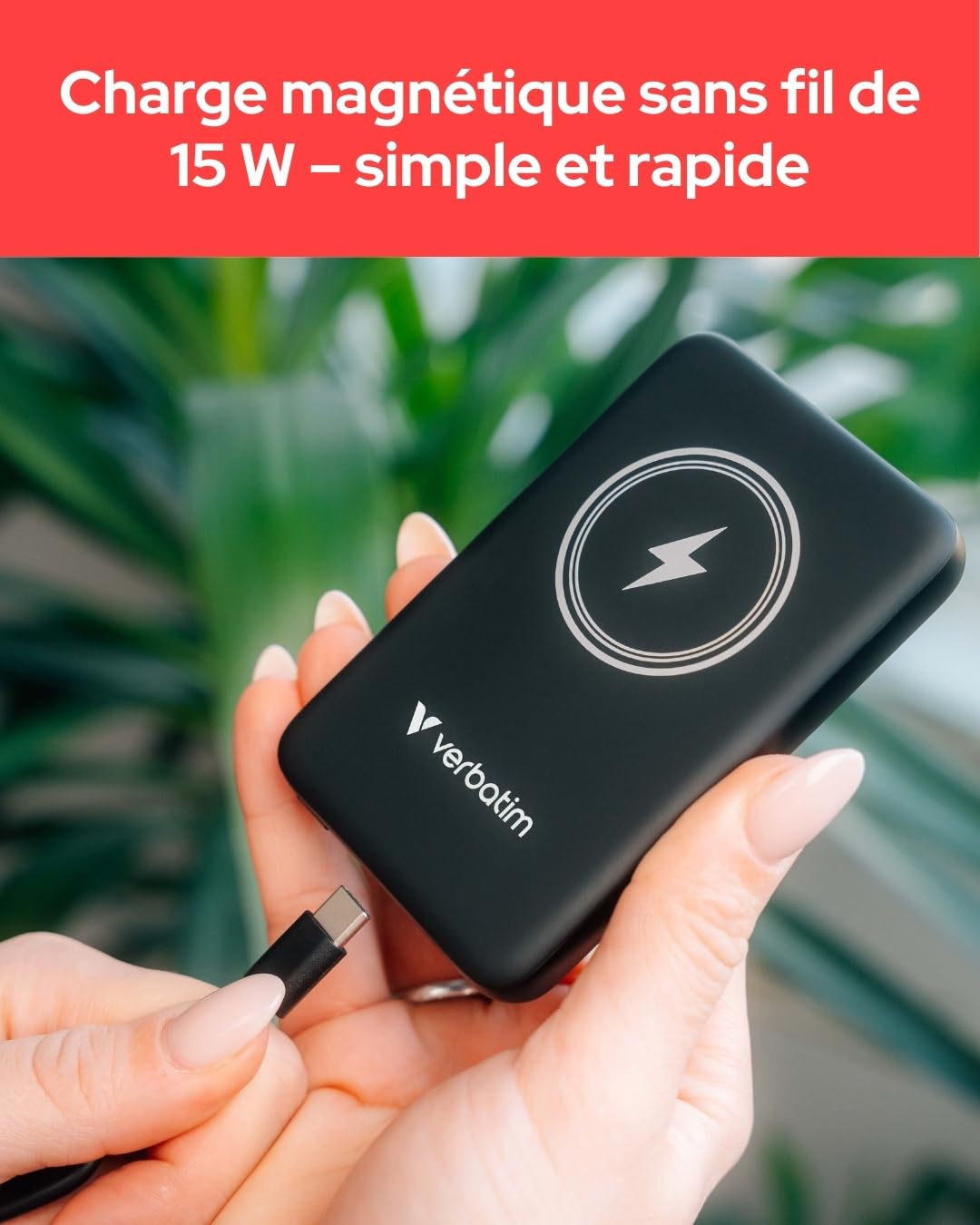 VERBATIM CHARGE N GO MAGNETIC WIRELESS POWER BANK 5000 BLACK WCF (P)