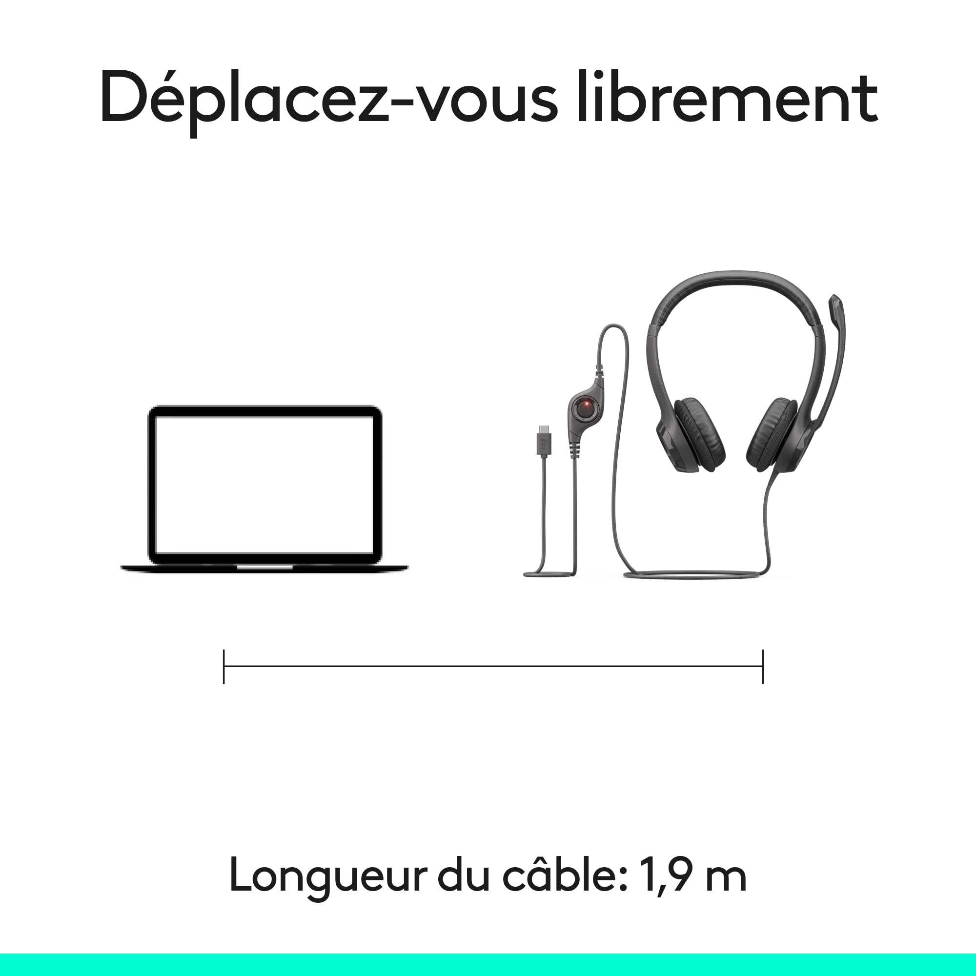 LOGITECH H390 USB-C Computer Headset Midnight Black