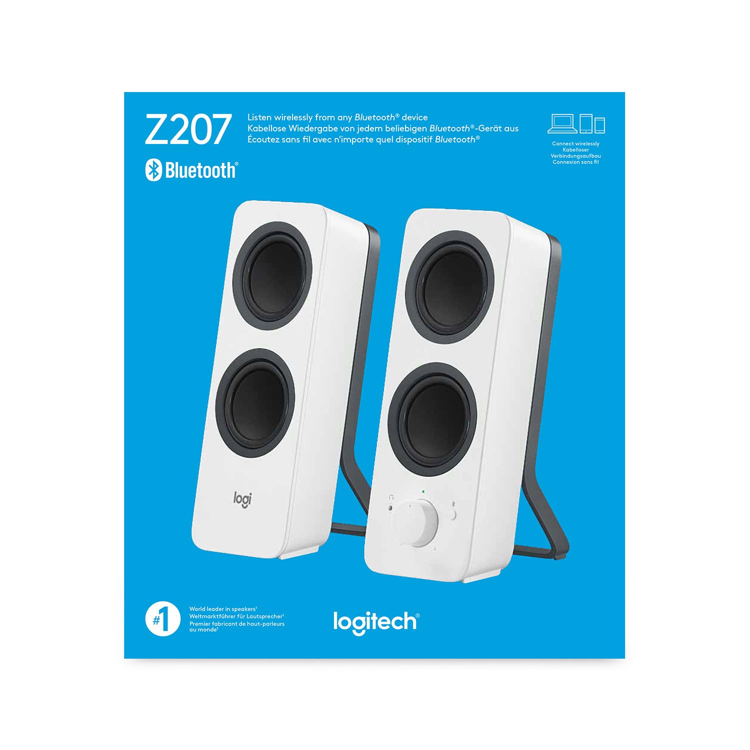 LOGITECH Z207 Speakers for PC 2.0-channel wireless Bluetooth 5 Watt Total white