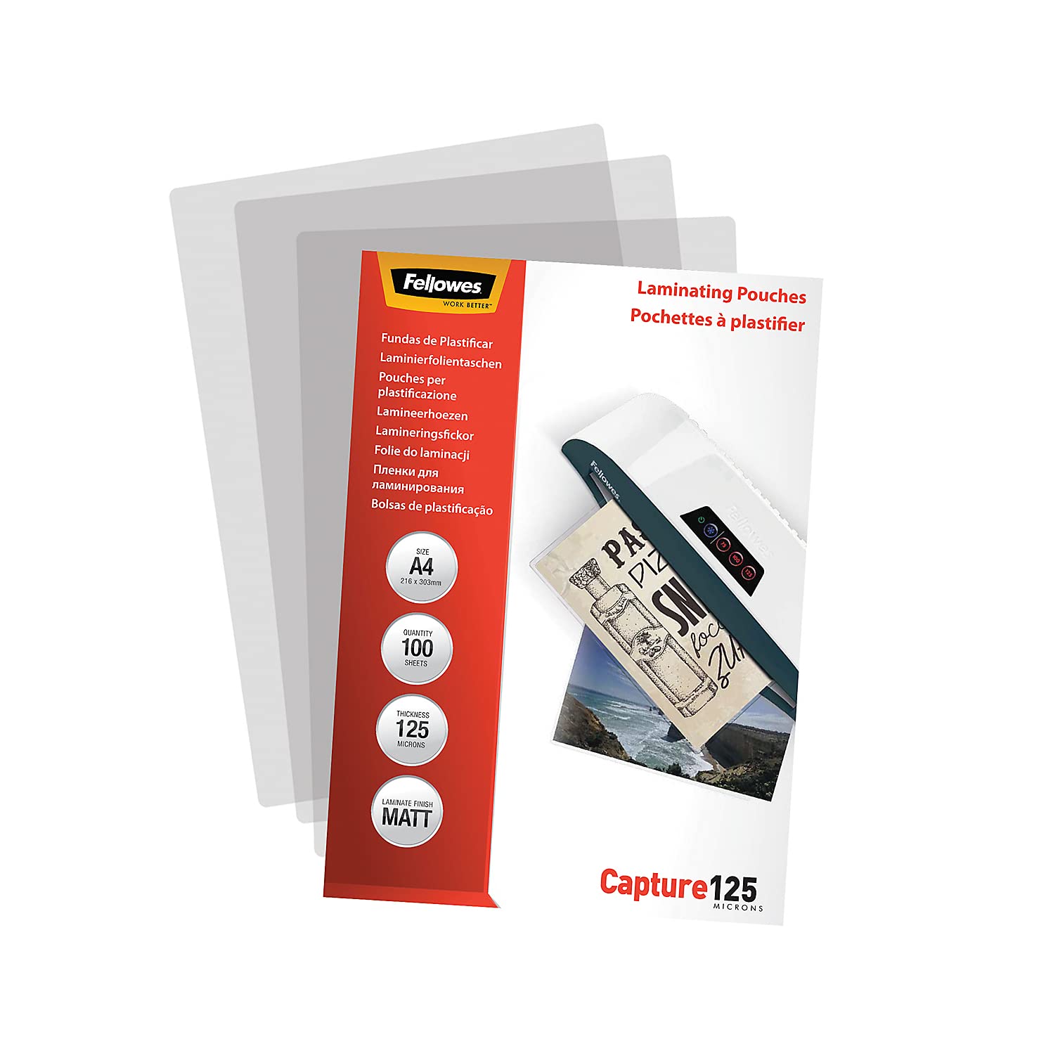 FELLOWES POCHETTES A4 MATT 125MIC X 100P