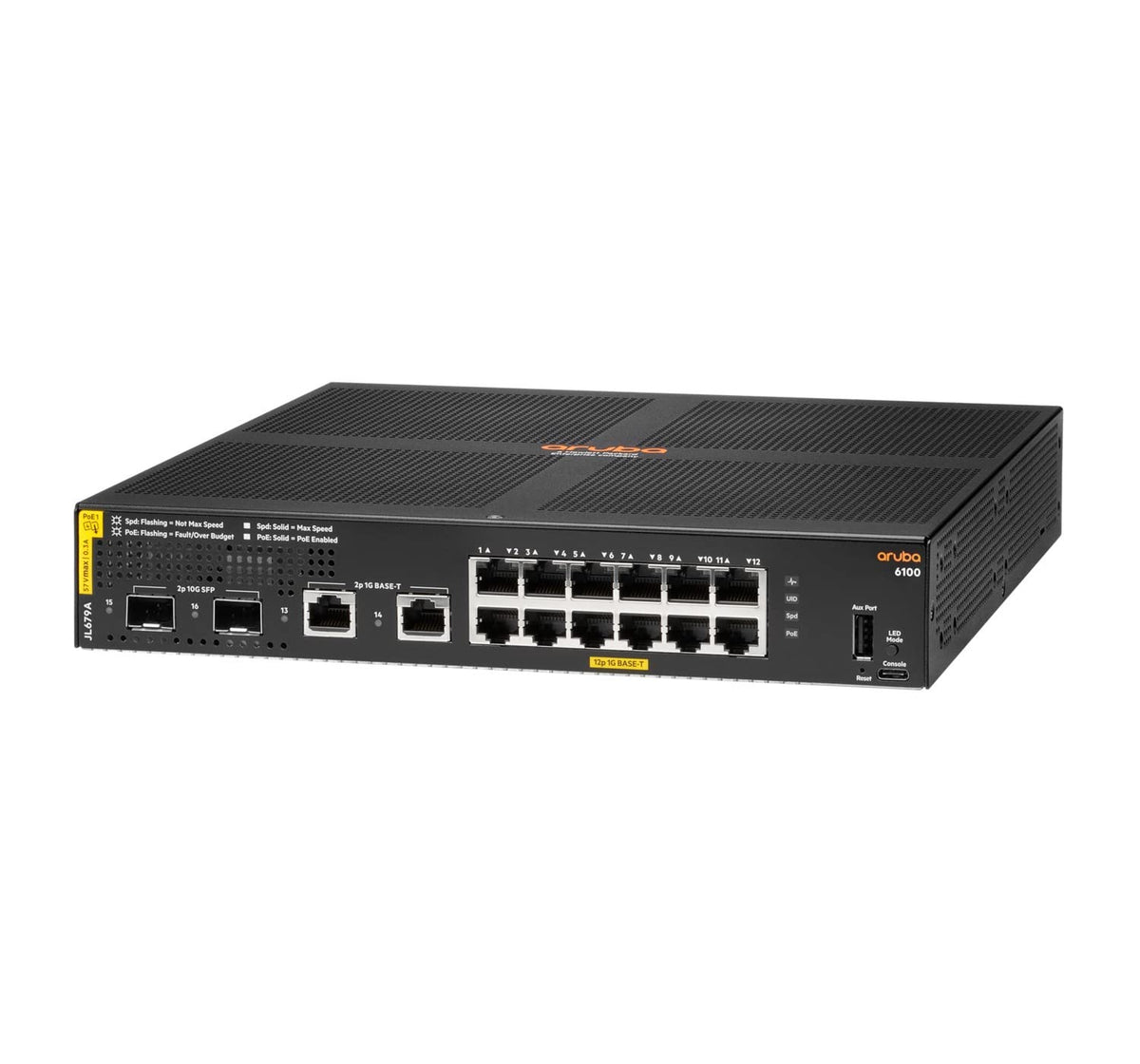 HPE Aruba 6100 12G Class4 PoE 2G/2SFP+ 139W Switch