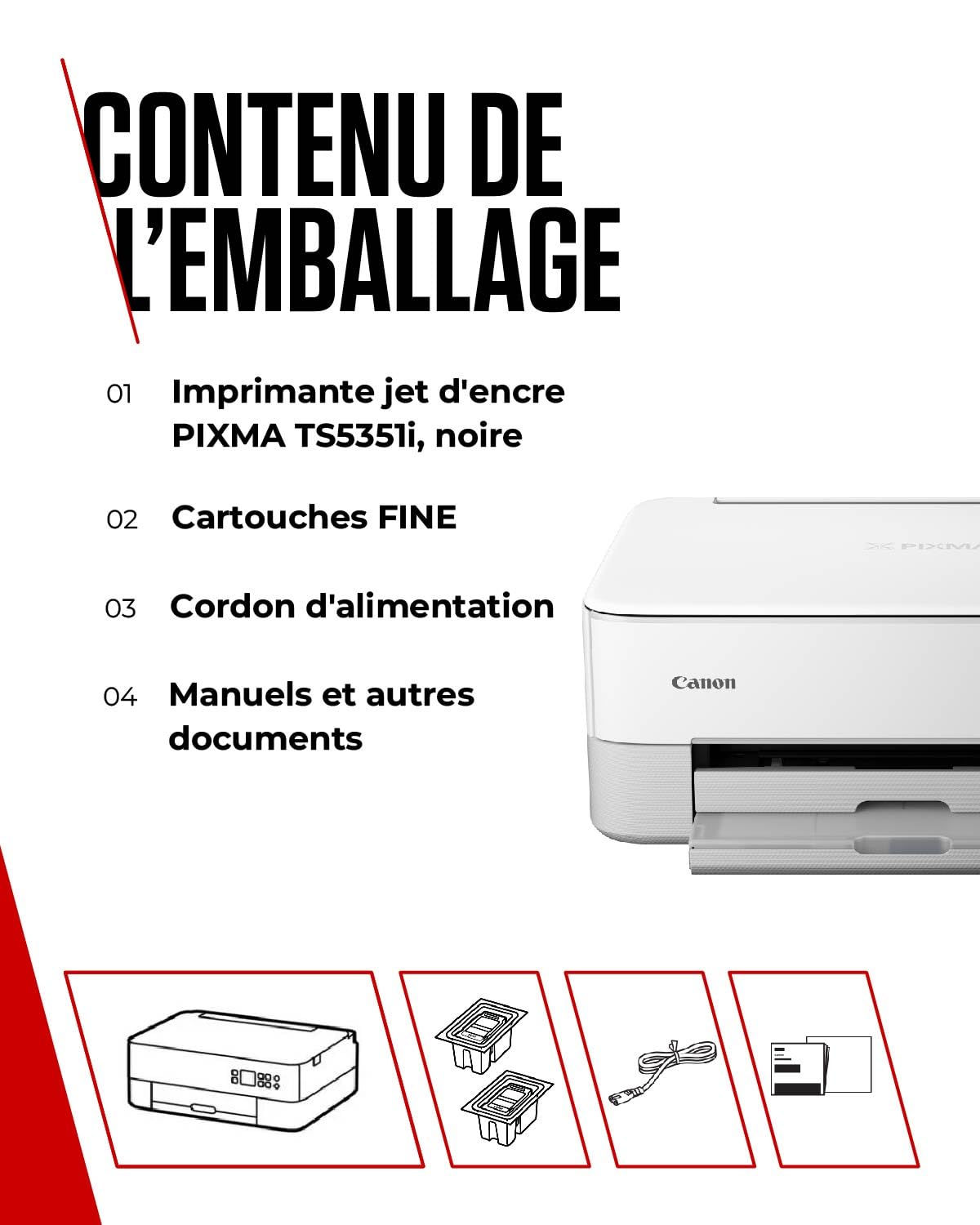 Canon Pixma TS5351i - appareil multifonction a jet d'encre - numérisation, copie, 1200x4800 DPI A4, Wi-Fi, AirPrint