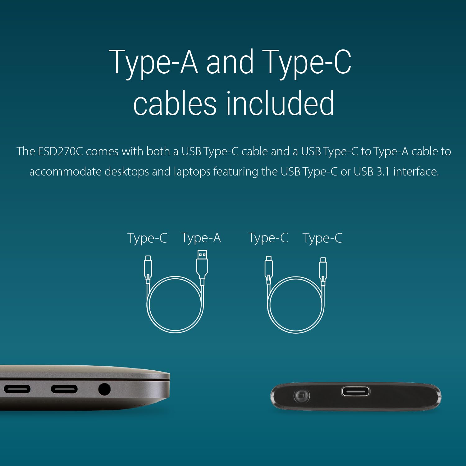 TRANSCEND ESD270C 2To External SSD USB 3.1 Gen 2 Type C