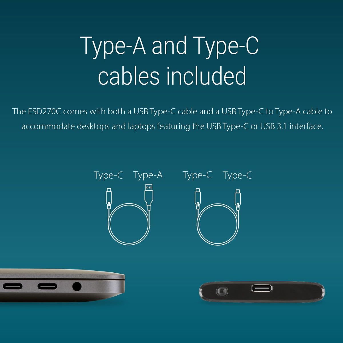 TRANSCEND ESD270C 2To External SSD USB 3.1 Gen 2 Type C
