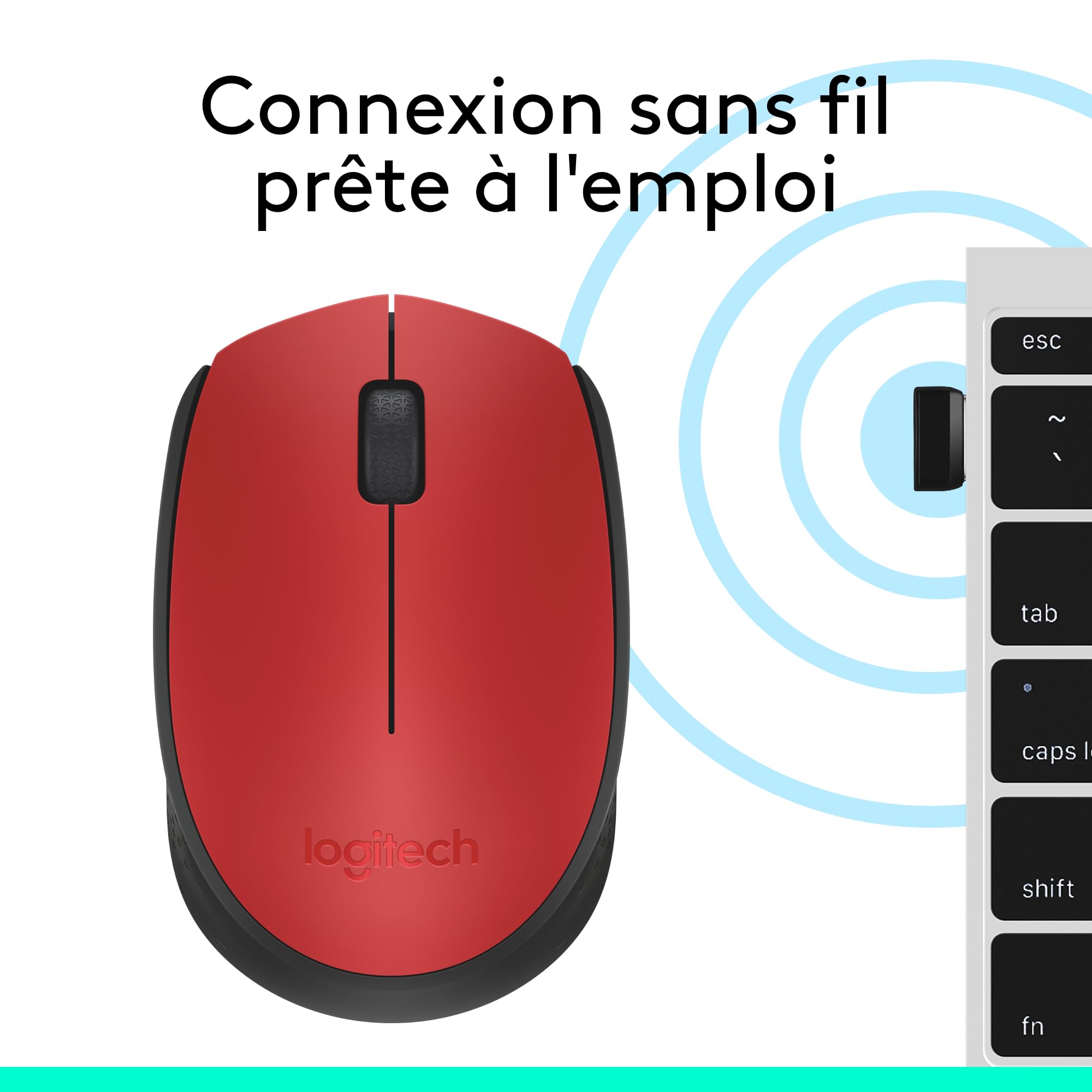 LOGITECH M171 Mouse wireless 2.4 GHz USB wireless receiver black red
