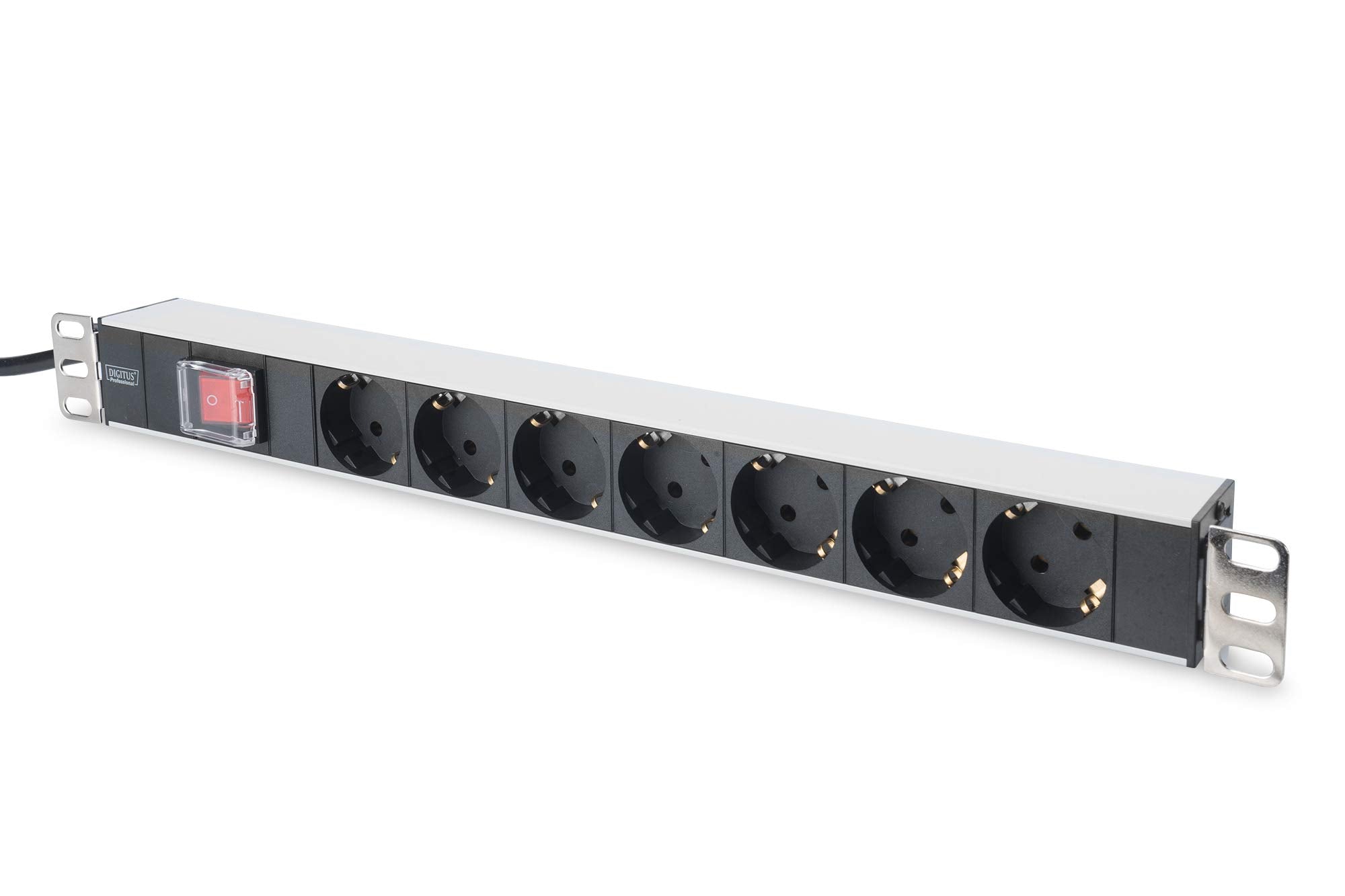 Digitus Bloc multiprise avec profilé en aluminium et interrupteur, prise électrique a contact de protection avec 7 sorties, connecteur a contact de pr