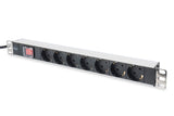 Digitus Bloc multiprise avec profilé en aluminium et interrupteur, prise électrique a contact de protection avec 7 sorties, connecteur a contact de pr