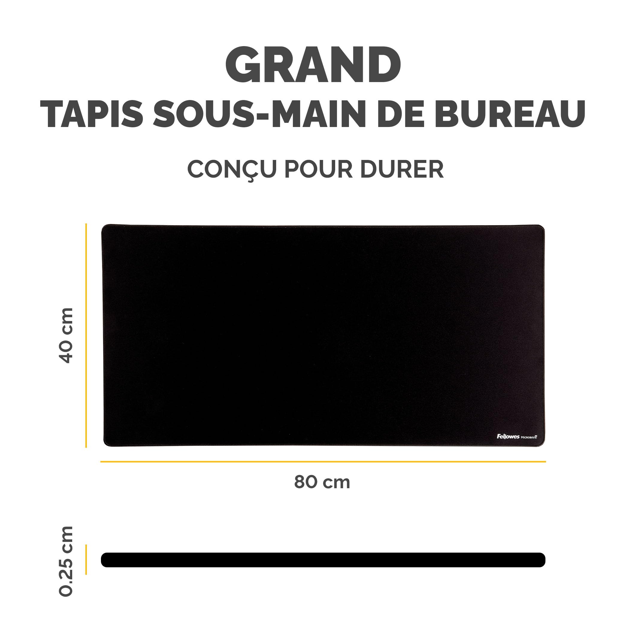 FELLOWES TAPIS SOUS MAIN DE BUREAU NOIR