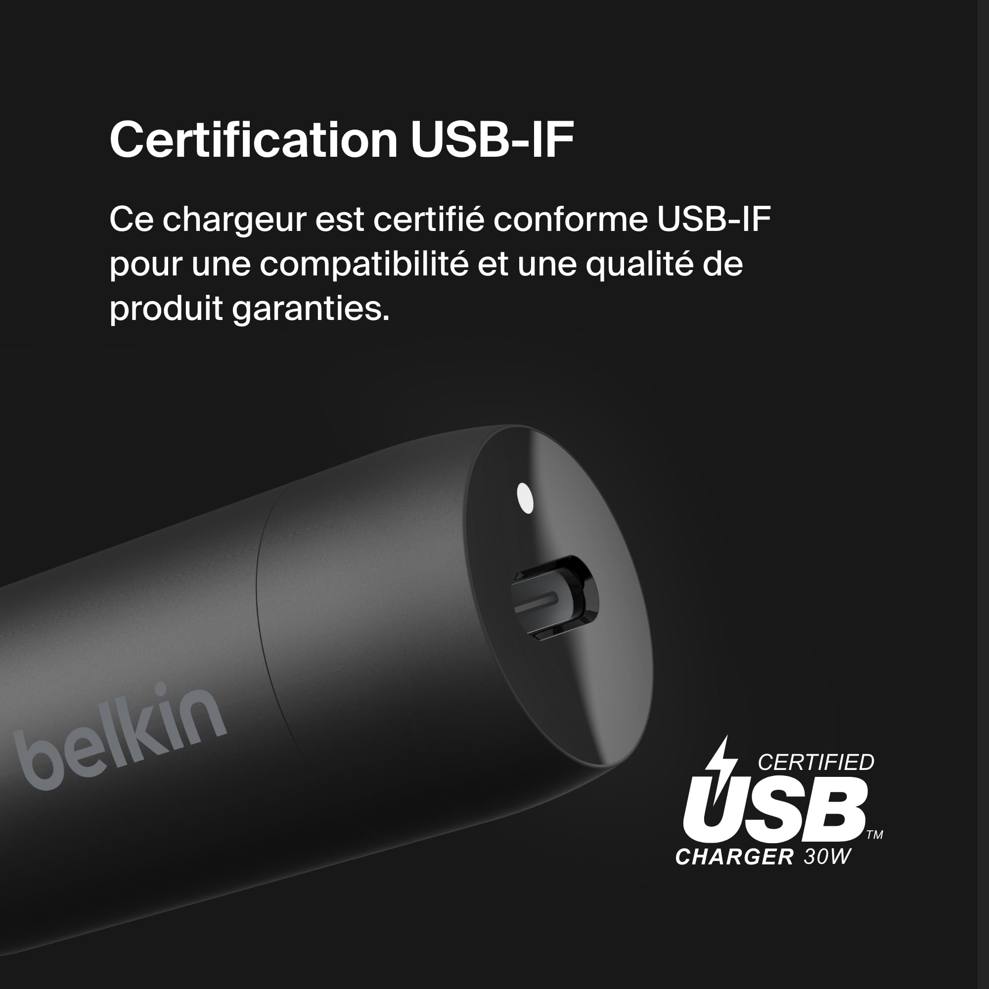 BELKIN 30W USB PD Car Charger With PPS W/PVC C-LTG 1m Black