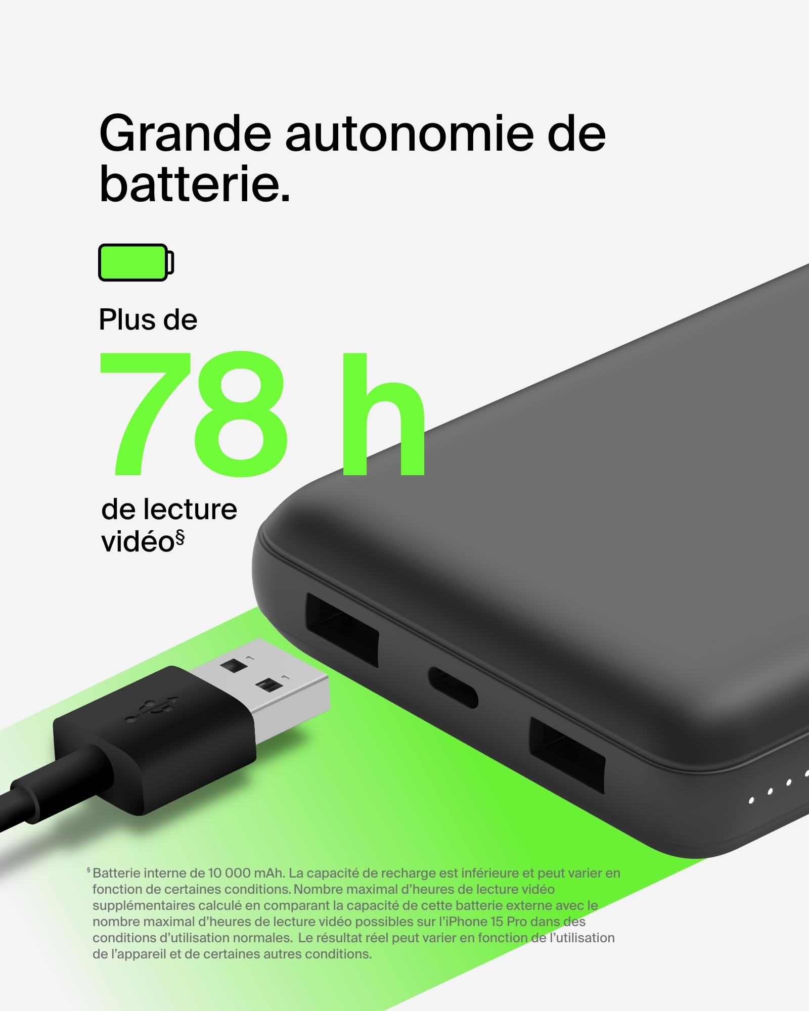 BELKIN Powerbank 20000mAh 15 W USB-C et USB-A