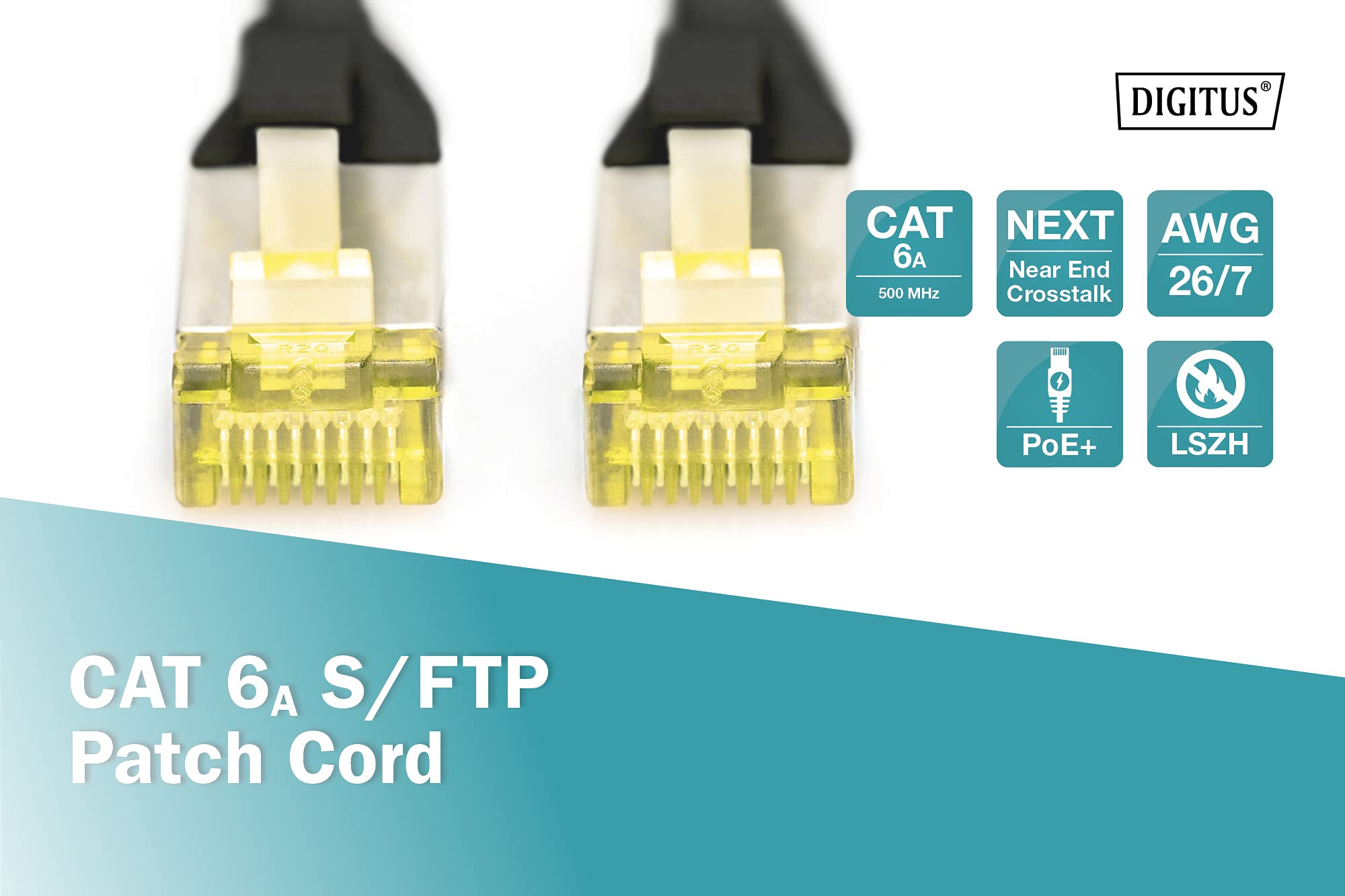 Digitus DK-1644-A-005/BL câble de réseau Noir 0,5 m Cat6a S/FTP (S-STP)
