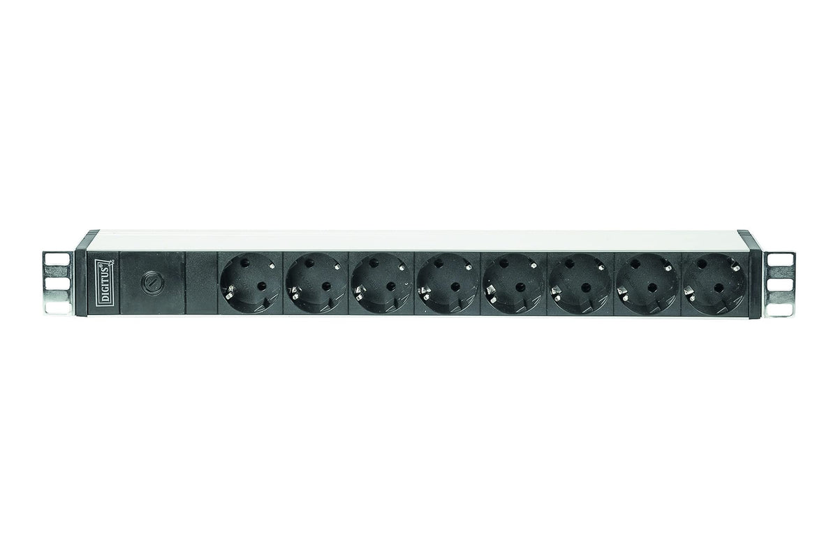 Digitus Bloc multiprise avec profilé en aluminium et préfusible, prise électrique a contact de protection a 8 sorties, connecteur IEC C14 pour câble d