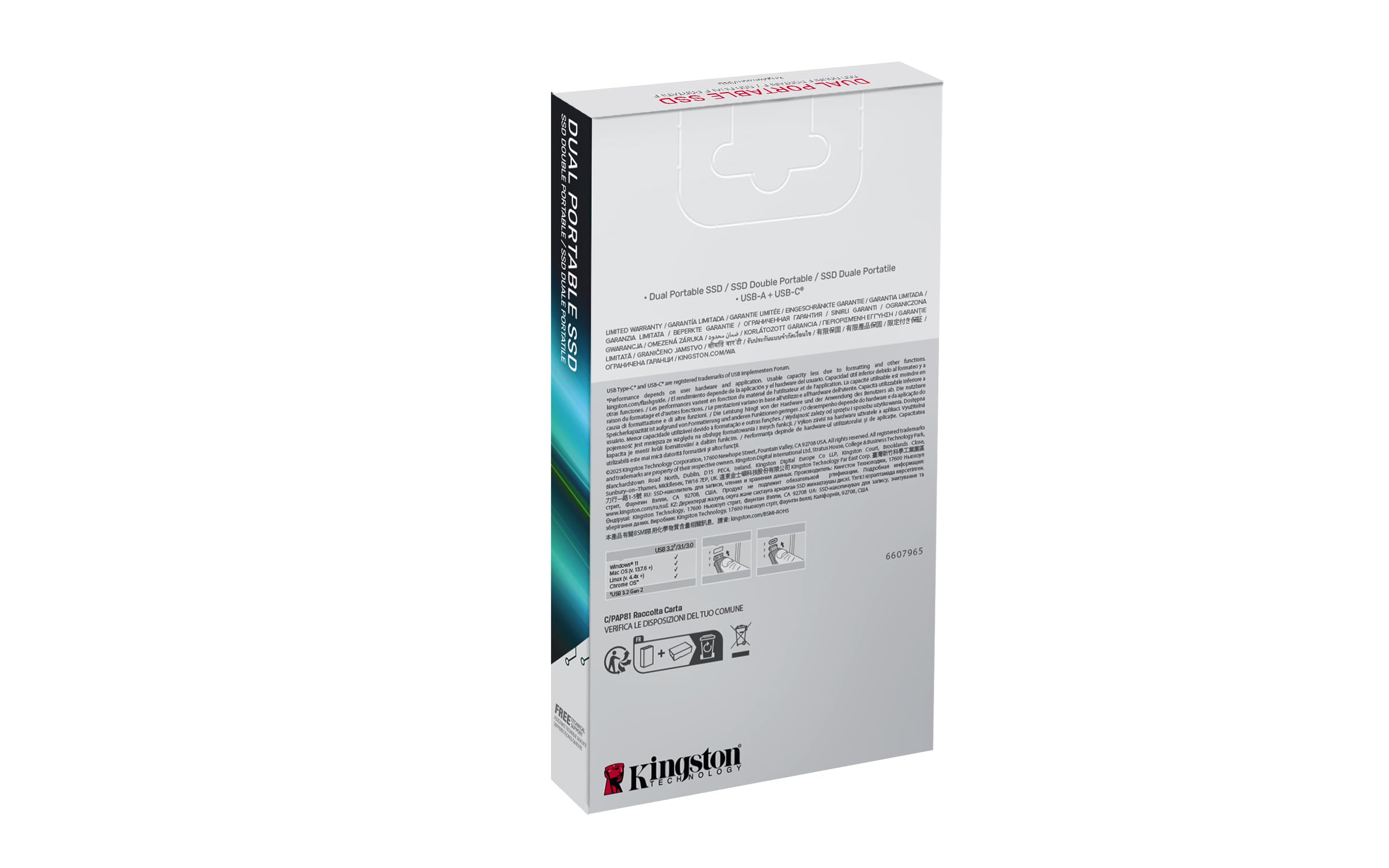 KINGSTON 512Go Dual USB-A/C Portable SSD Up to 1050Mo/s USB 3.2 Gen 2