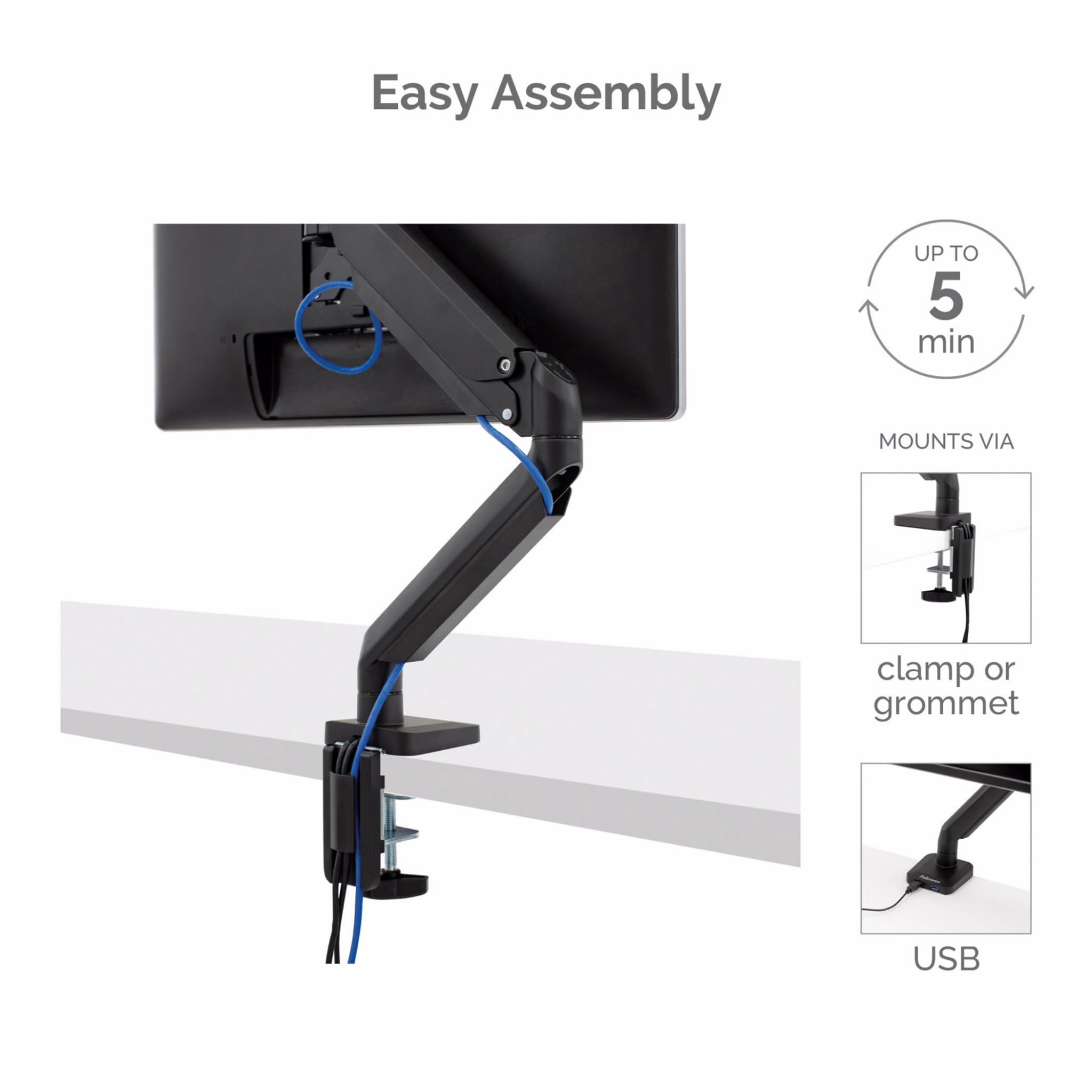 FELLOWES PLATINUM SERIES SINGLE MONITOR ARM