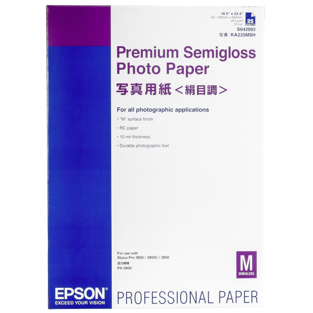 EPSON PREMIUM semi brillant photo  papier inkjet 250g/m2 A2 25 feuilles pack de 1