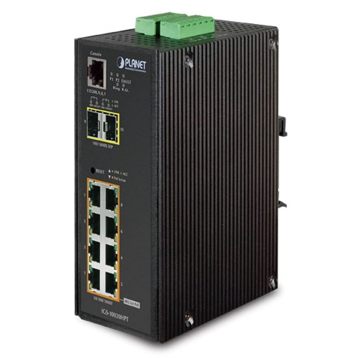 PLANET IGS-10020HPT commutateur réseau Géré L2+ Gigabit Ethernet (10/100/1000) Connexion Ethernet, supportant l'alimentation via ce port (PoE) Noir, Blanc