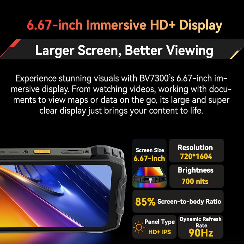 Blackview BV7300 (NFC - 6.67'' - 256 Go, 6 Go RAM - 15 000 mAh) Noir