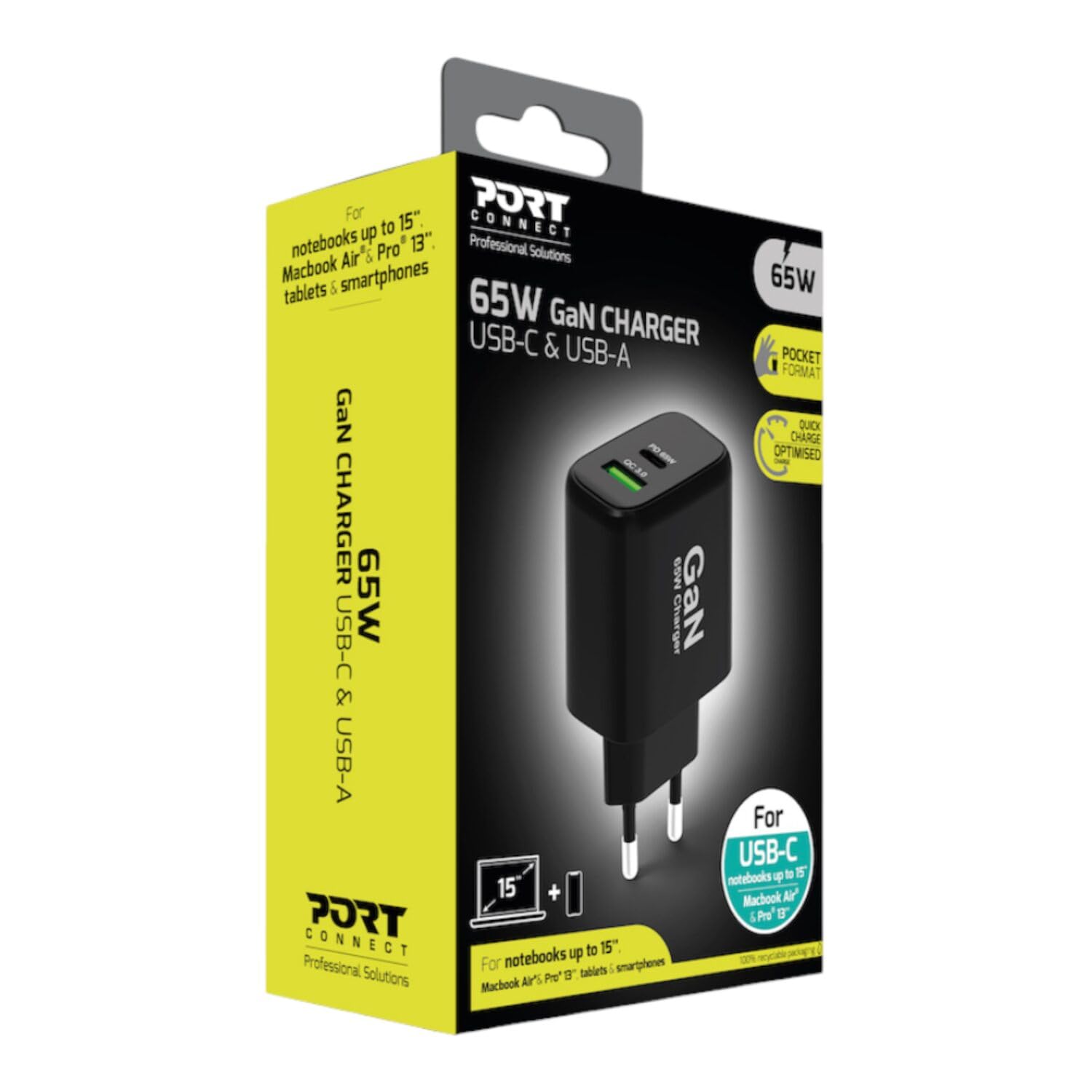 PORT DESIGNS CHARGEUR GaN 65W USB-C & USB-A