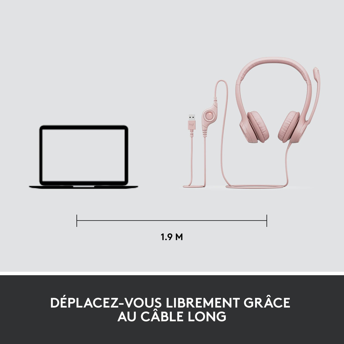 LOGITECH H390 Headset on-ear wired USB-A rose