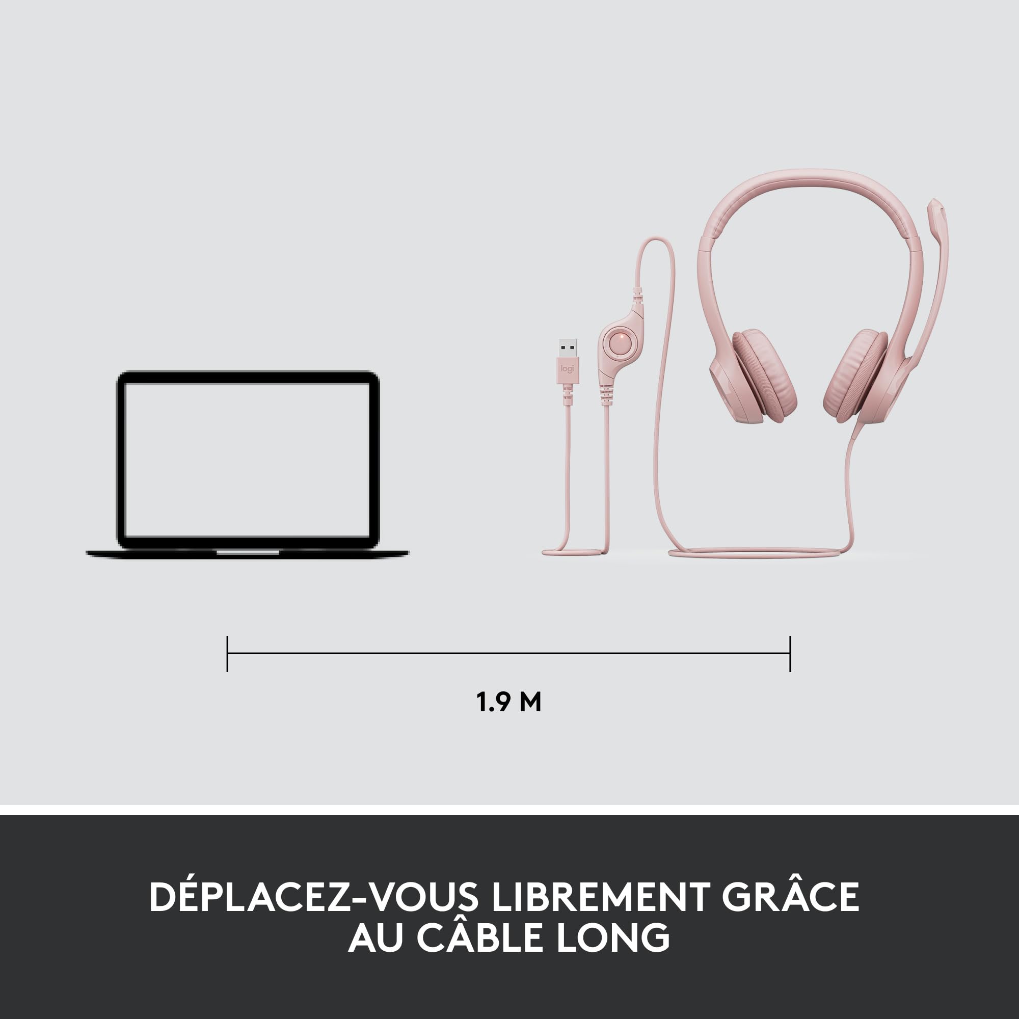 LOGITECH H390 Headset on-ear wired USB-A rose