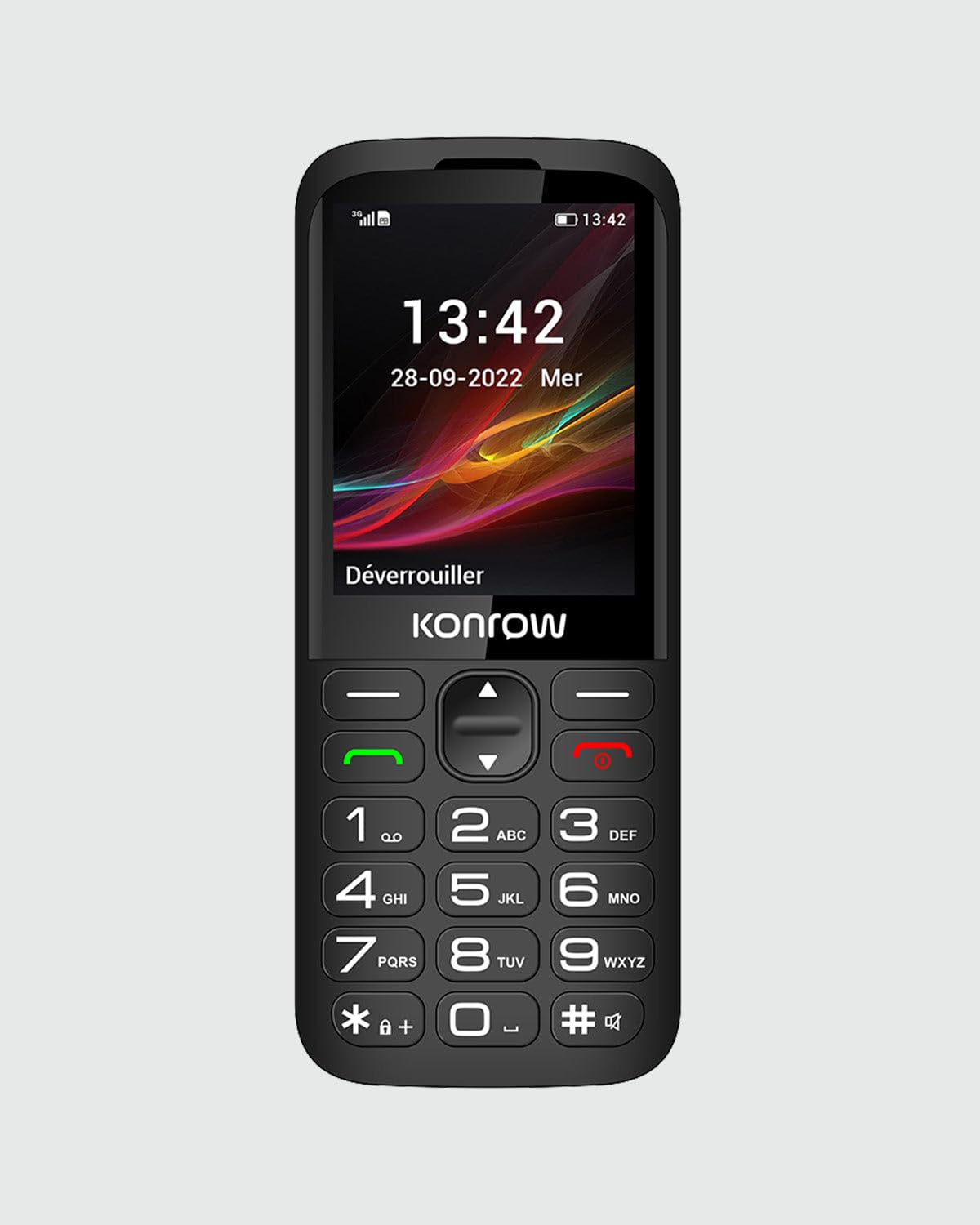 Konrow Senior 280 Next 4G (2.8'' - Double Sim - Avec Station de charge) Noir