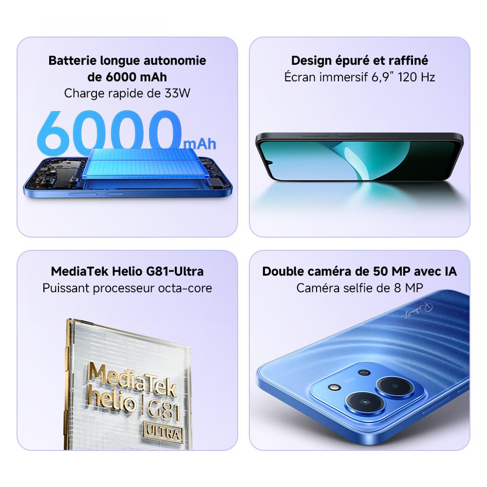 Xiaomi Redmi 15C 4G (6.9''- NFC - 256 Go, 4 Go RAM) Vert