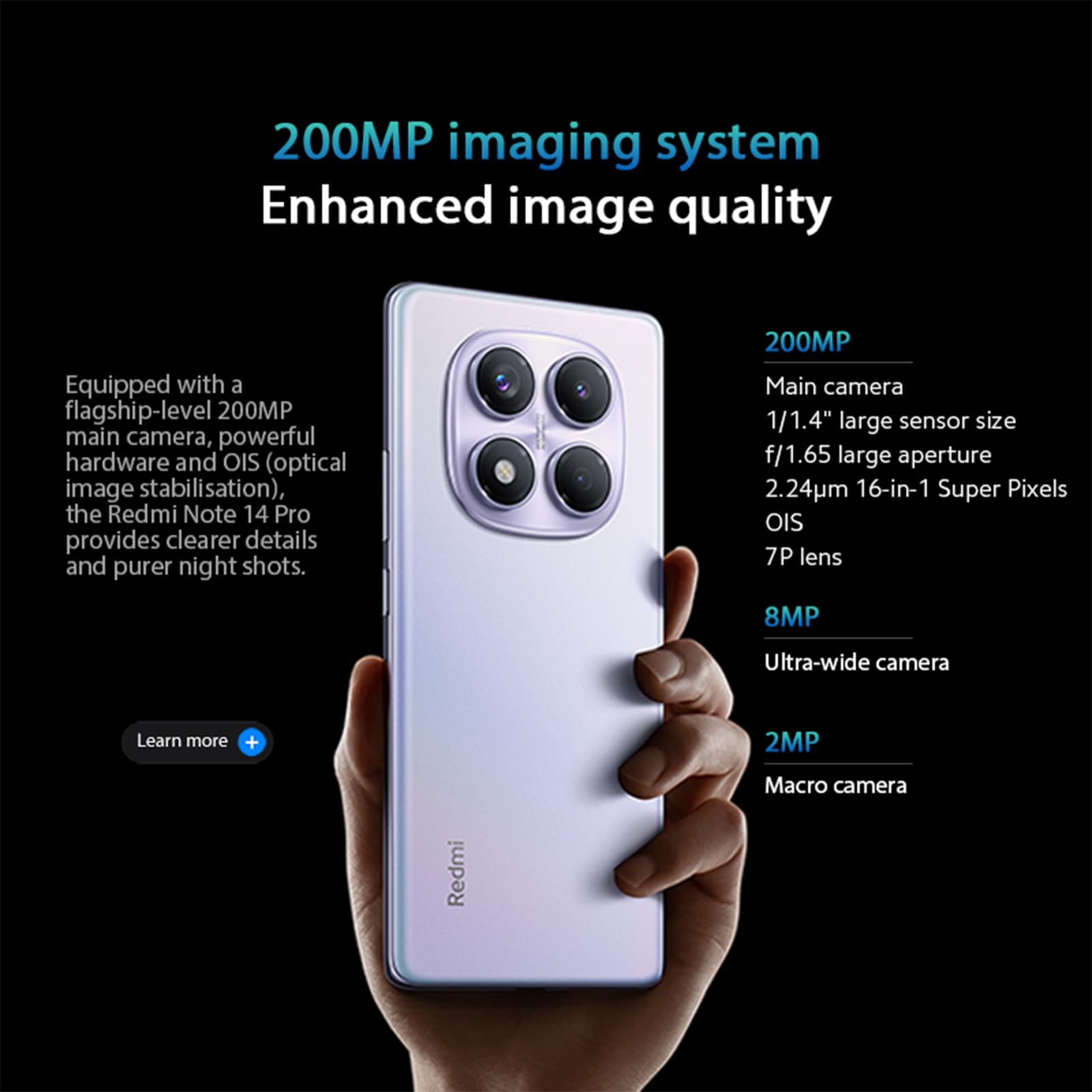 Xiaomi Redmi Note 14 Pro 4G (Double Sim - 6.67", 256 Go, 8 Go RAM) Violet