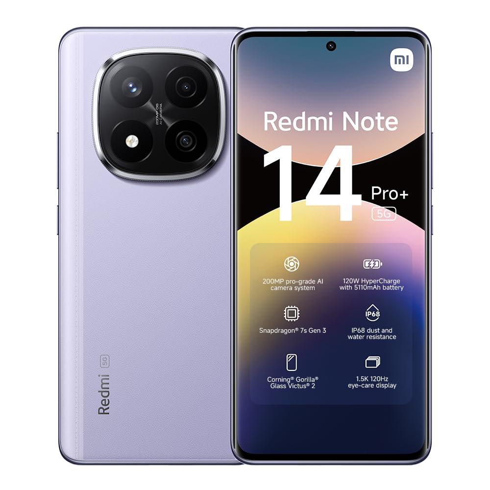 Xiaomi Redmi Note 14 Pro+ 5G (Double Sim - 6.67", 512 Go, 12 Go RAM) Violet
