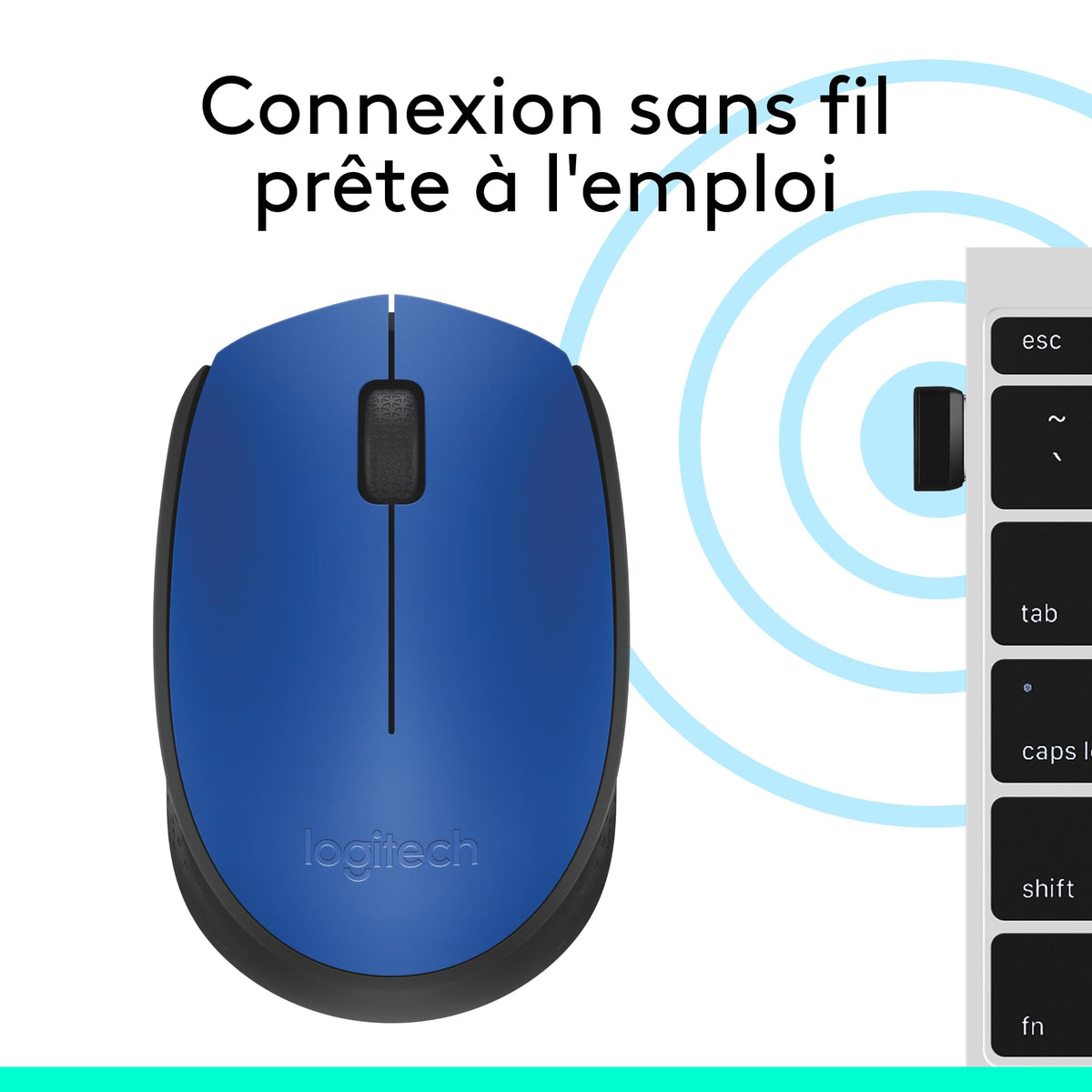 LOGITECH M171 Mouse right and left-handed wireless 2.4 GHz USB wireless receiver black blue