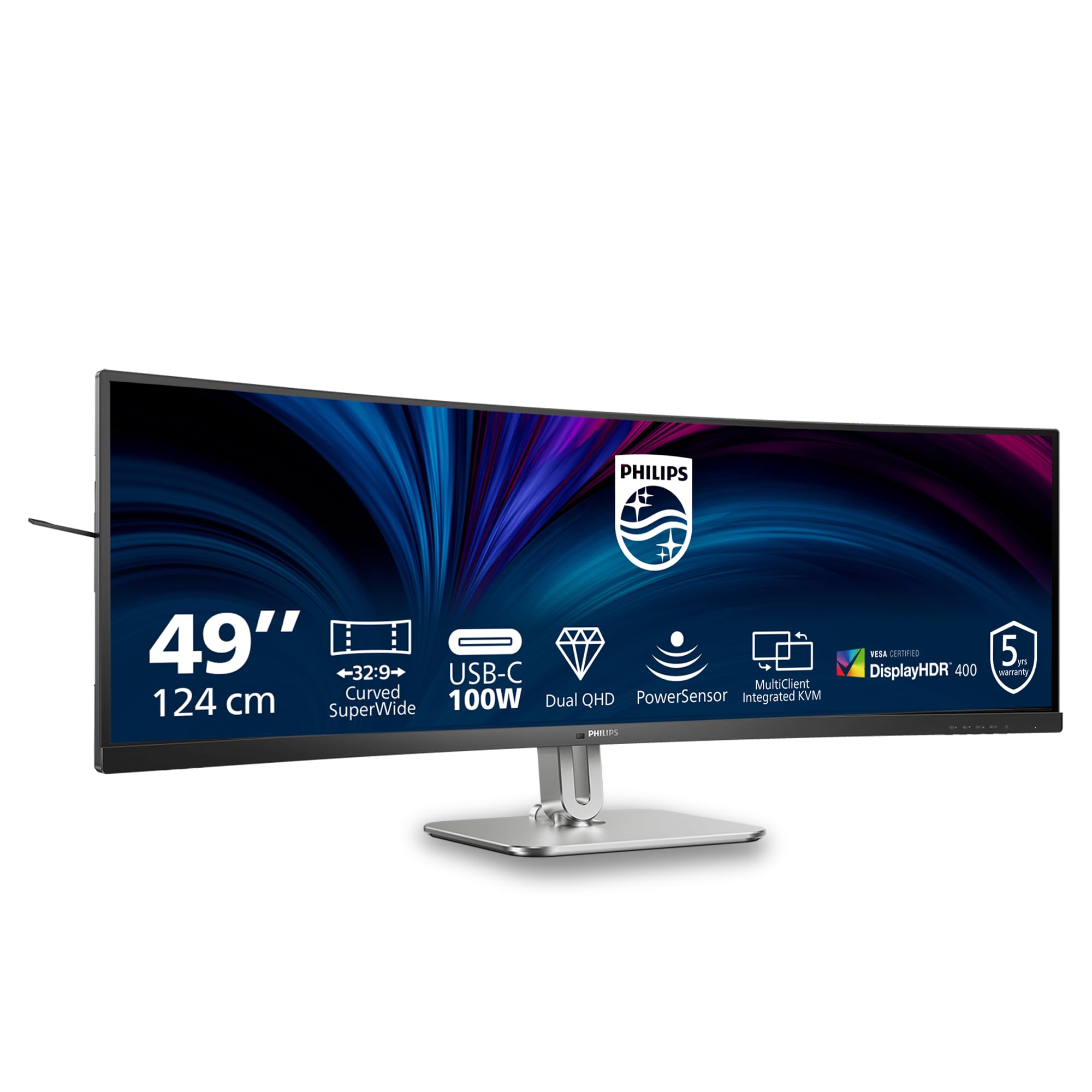 PHILIPS 49B2U5900C/00 48.8p 5120x1440 75Hz VA CURVED H/A 150MM SUPERWIDE USB C DOCKING DISPLAY 100W SmartKVM USB HUB SPEAKERS