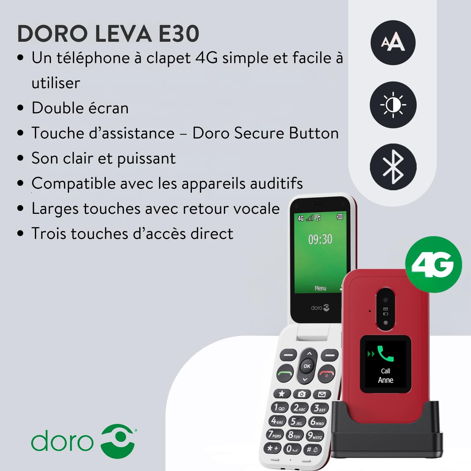 Doro Leva E30 RED/WHITE