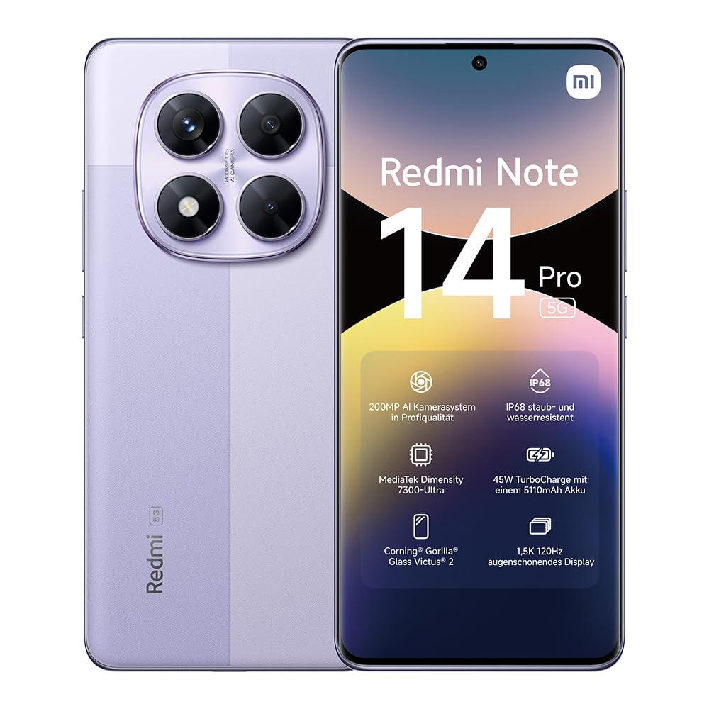 Xiaomi Redmi Note 14 Pro 5G (Double Sim - 6.67", 256 Go, 8 Go RAM) Violet