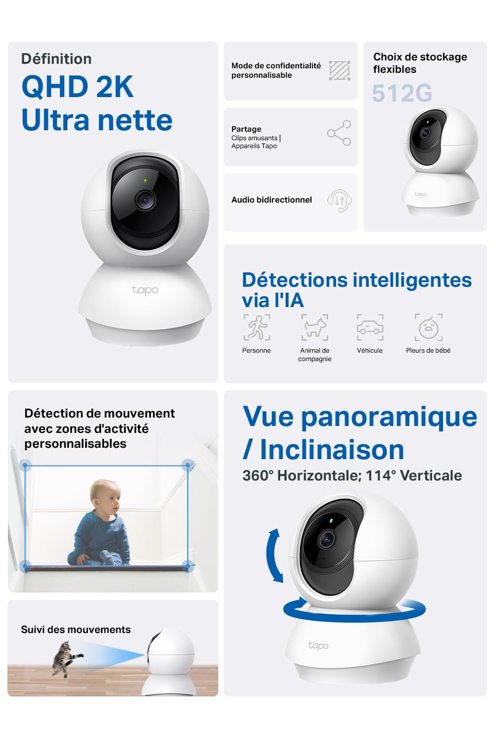 TP-LINK Tapo C210 Pan/Tilt Security WiFi Camera 3MP 2.4GHz Horizontal 360 microSD slot FFS Night vision