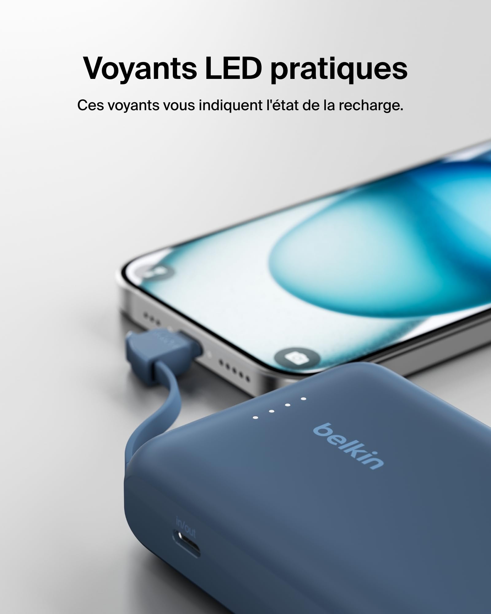 BELKIN 10k PD20w Integrated USB-C Cable Power Bank Blue